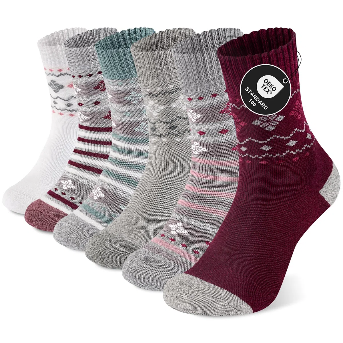 Niorasen 6 Paia Calzini Termici Donna Inverno, Spessi Caldi e Morbidi Calzini in Cotone Divertenti e Colorati Regalo con Interno Felpato