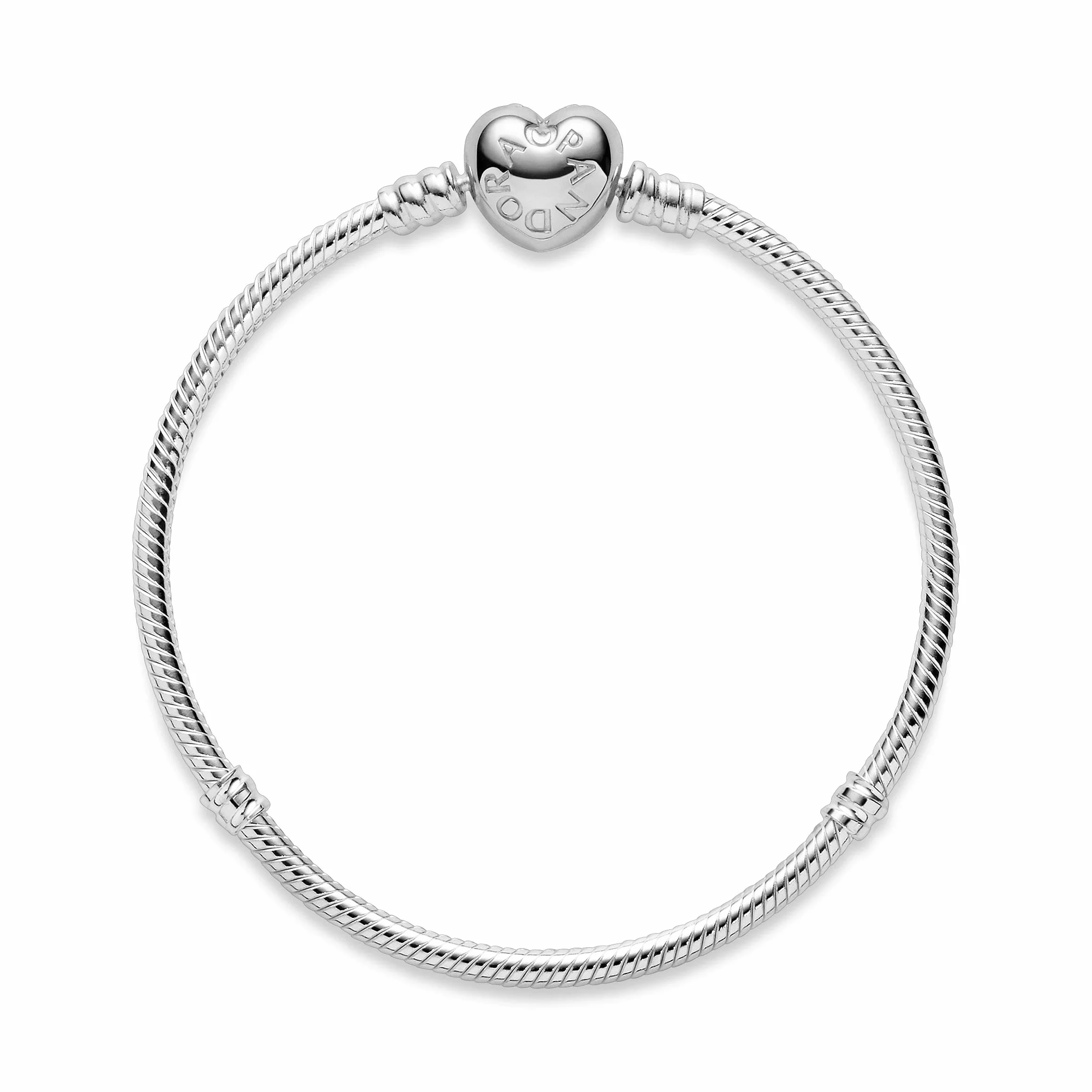 PANDORA Icons Bracciale in argento con maglia snake e chiusura a cuore