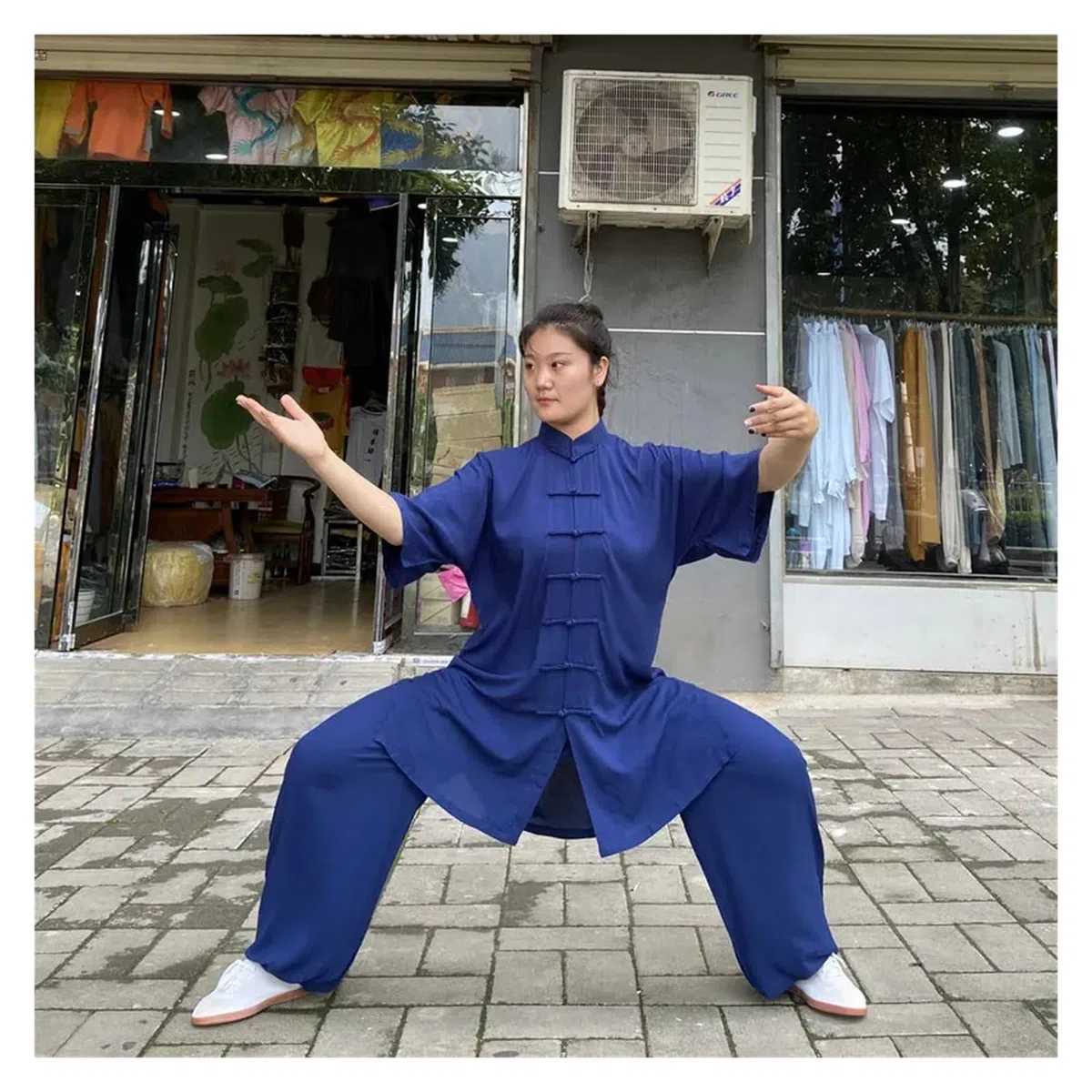 Tai Chi Uniformi Uniforme Tai Chi Cotone Wushu Kung Fu Abbigliamento Adulti Arti Marziali Wing Chun Tuta Taichi Performance Tang Suit(Black,XS(155cm))