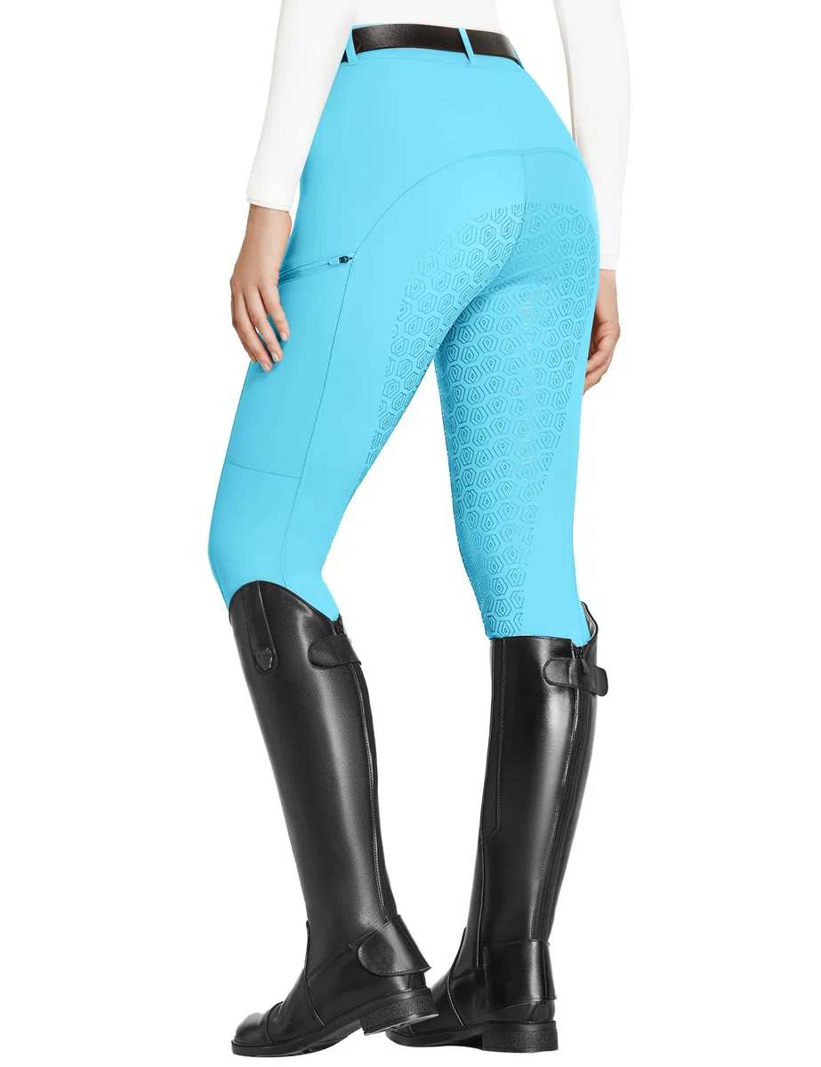 FitsT4 Sports Pantaloni da equitazione da donna, con tasche con cerniera, pantaloni da equitazione da donna