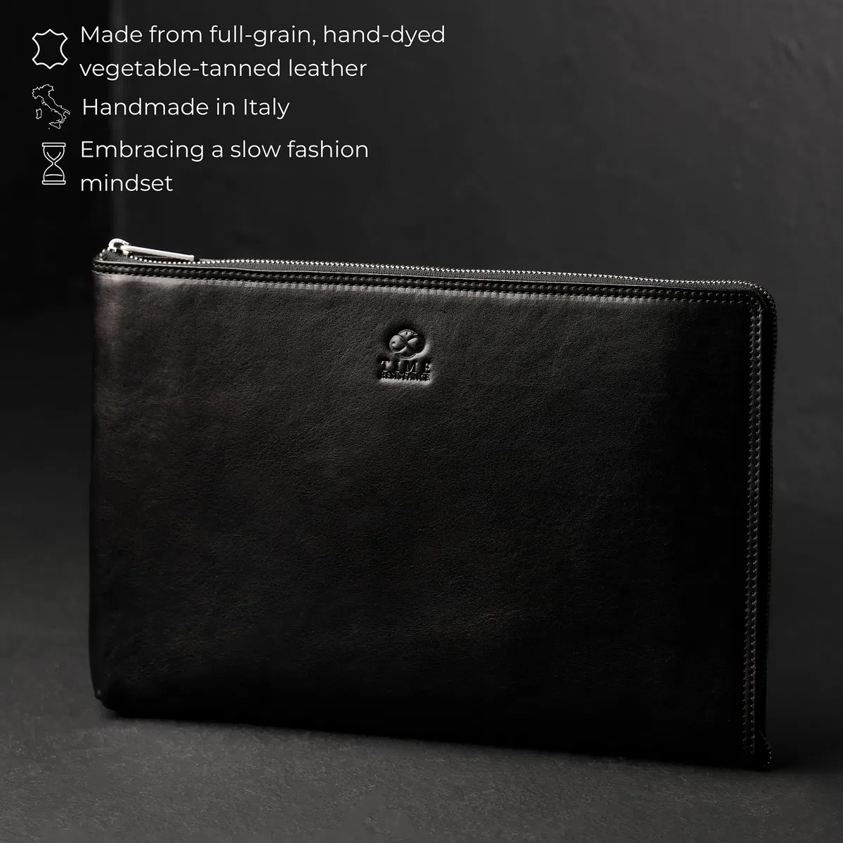 Time Resistance Pochette Uomo Fatta a Mano in Italia da Esperti Artigiani - Pratica da Polso con Cinturino Rimovibile - Borsello a Mano