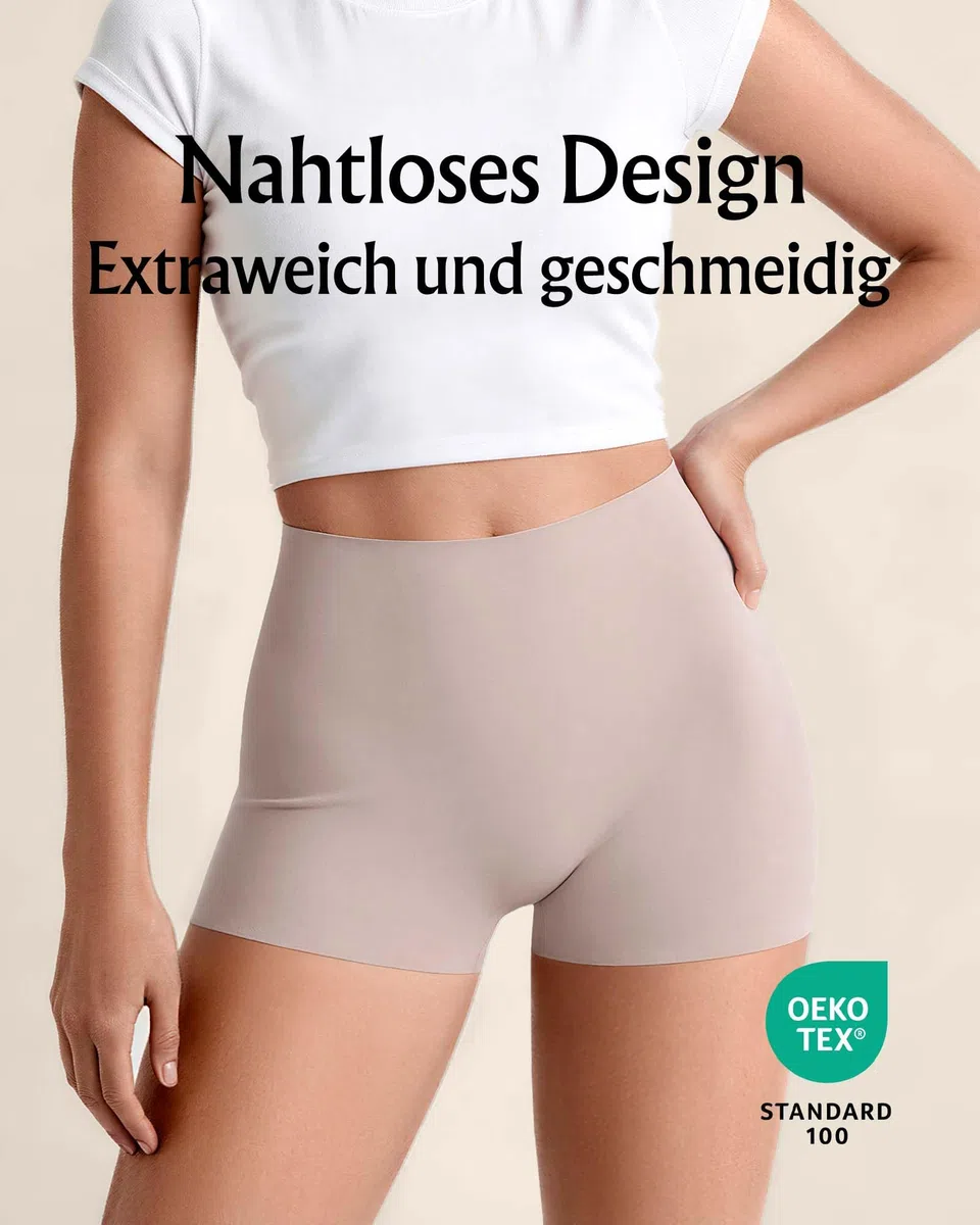 SHARICCA Boxer Donna Senza Cuciture Vita Alta Pantaloncini Donna in Viscosa Culotte Shorts Intimo Fitness Sport Hot Pant