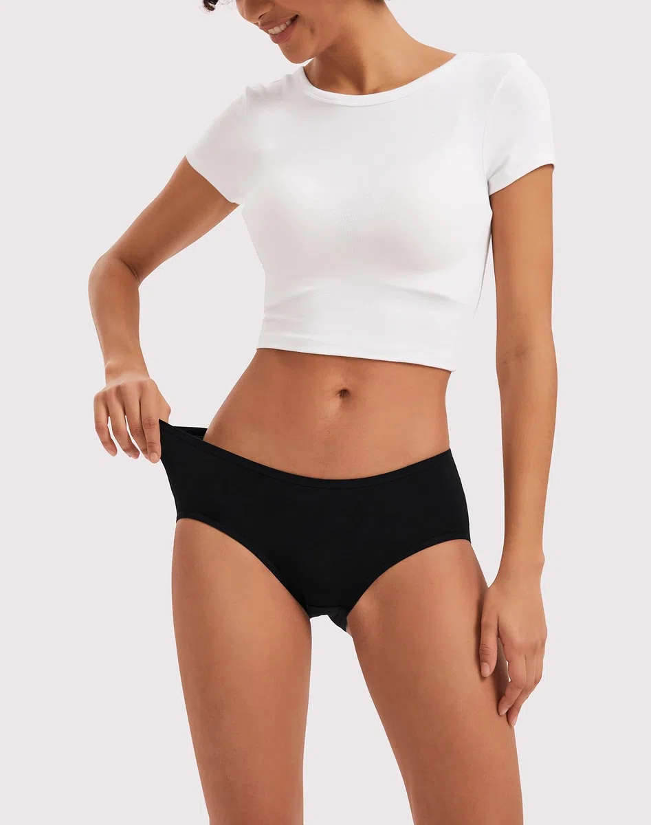 INNERSY Mutande Donna Cotone Vita Media Comode Slip Elasticizzato Intimo di Base Pacco da 6