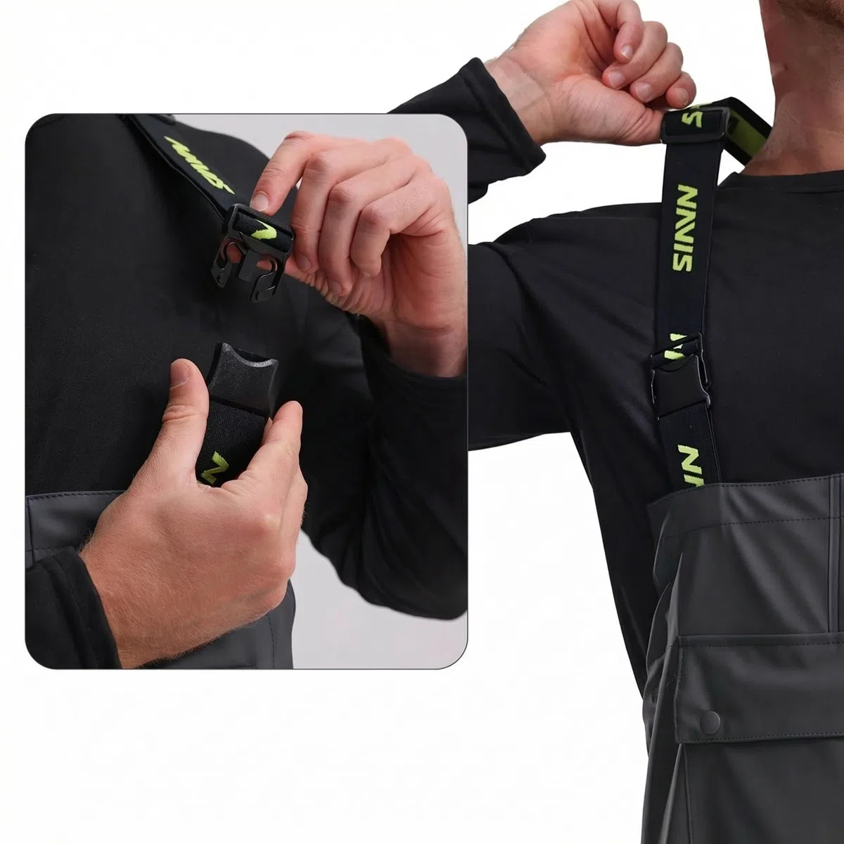 Tuta antipioggia da uomo giacca impermeabile e bavaglini set combinato per la massima sicurezza comfort Lime acido.
