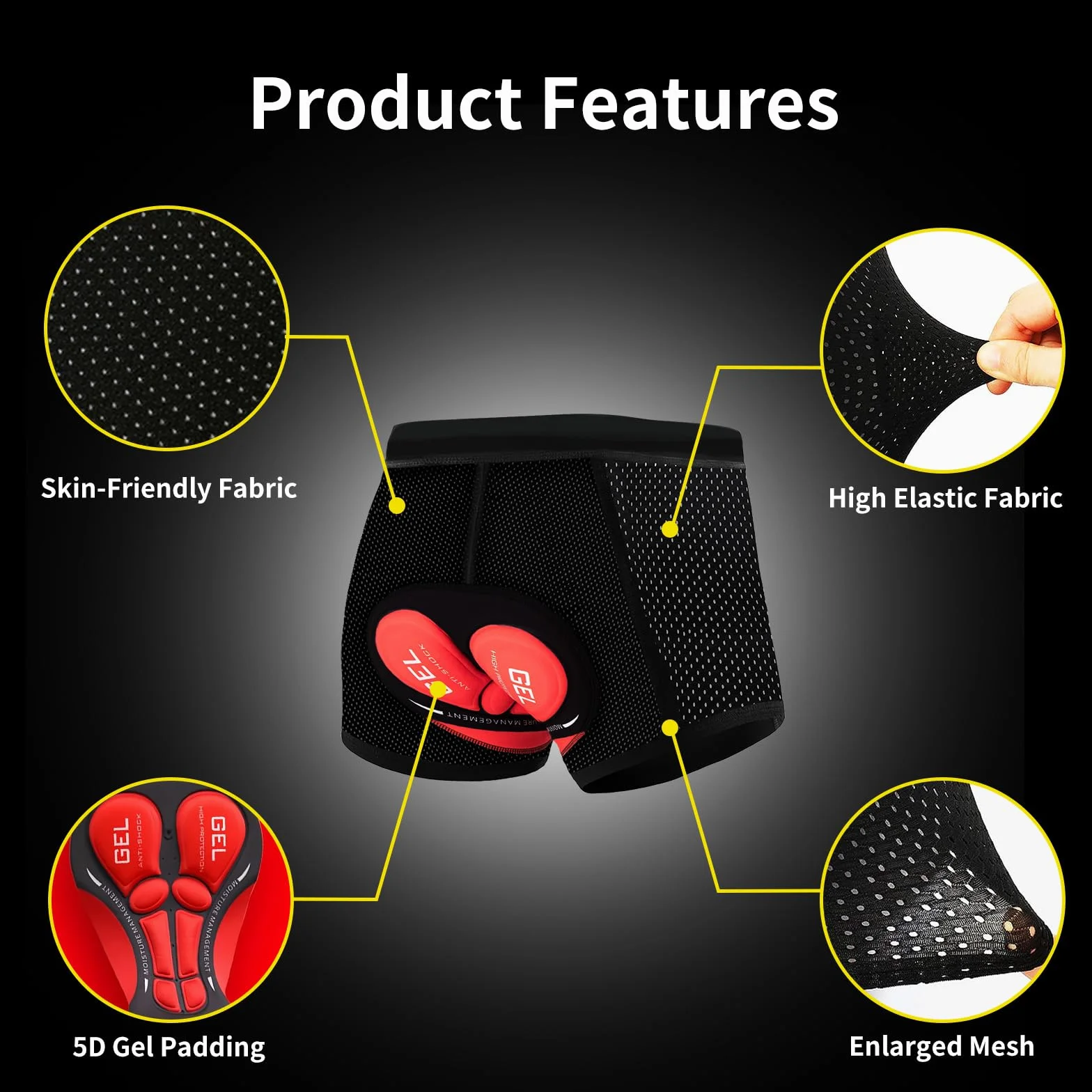 Pantaloncini Ciclismo Uomo, Imbottiti 5D Pantaloni MTB Uomo Resistenti Agli Urti Asciugatura Rapida Traspiranti Pantaloni Ciclismo Imbottiti Pantaloncini Bici per MTB Abbigliamento Ciclismo