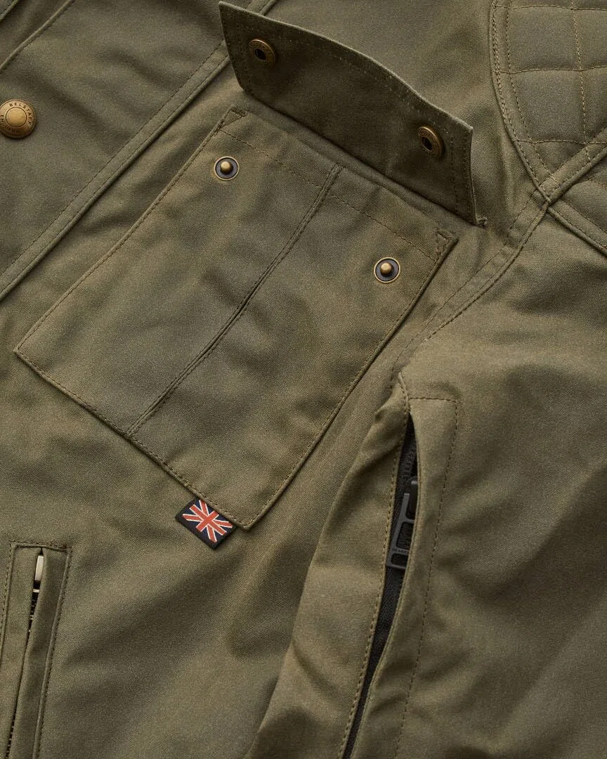 Belstaff Brooklands Giacca Motorycle Wax, oliva, S