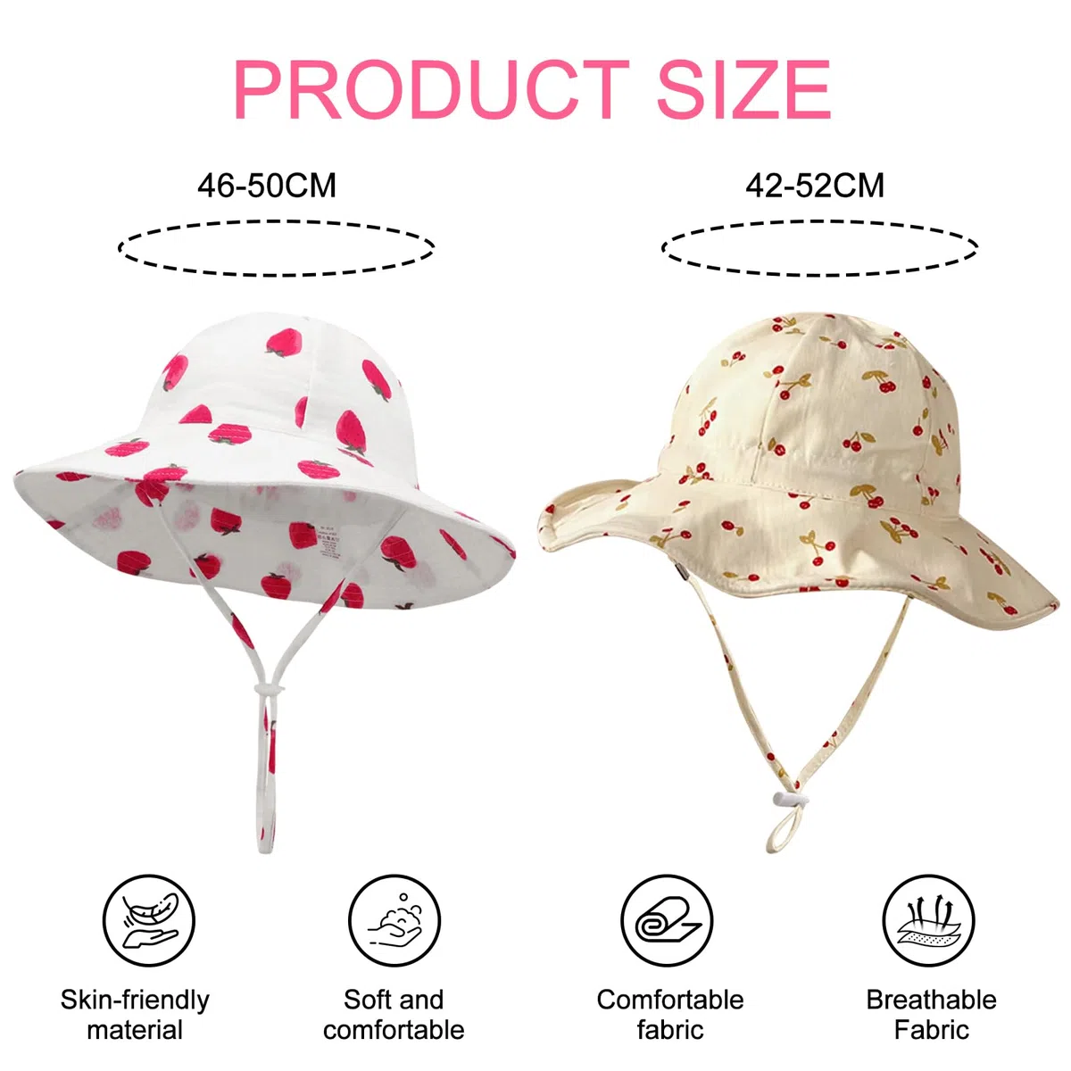 JSTHHTT 2 PCS Cappello da Sole Bambino Unisex, Cappello da Sole Regolabile in Cotone per Bambina, Cappellino Neonata, Cappellino Neonato, Cappello da Sole per Bambine e Ragazze, (6 Mesi-24 Mesi)