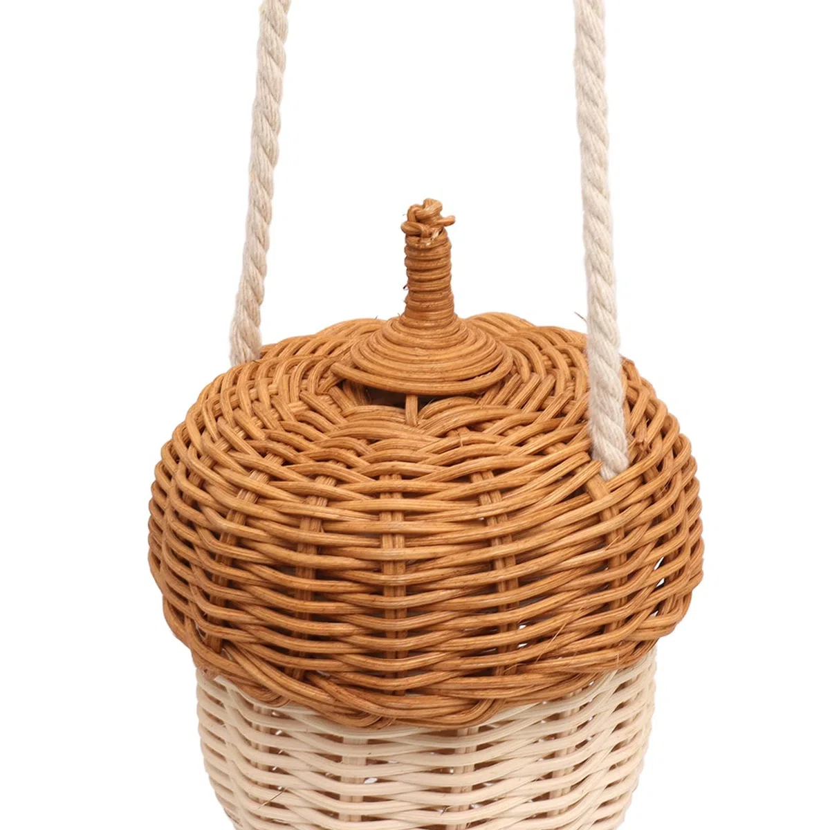 Borsa a Tracolla Intrecciata in Rattan, Fatta a Mano, a Forma di Ghianda, per Bambini (Borsa a Tracolla Piccola)