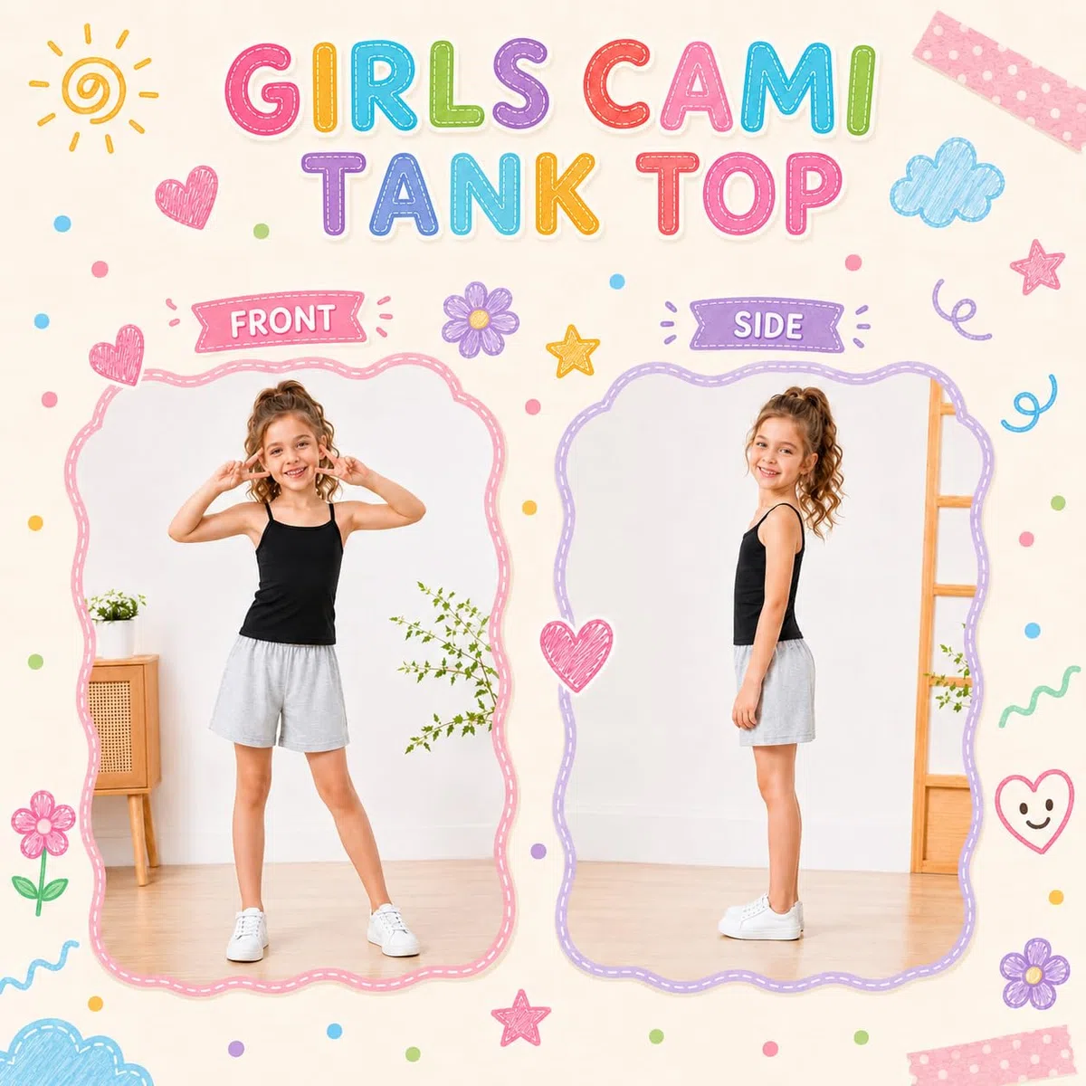 4 Pack Bambini Classic Solid Camisole Undershirt per 2-10 Anni Ragazze del Bambino Cotone Racerback Tank Top Multipack