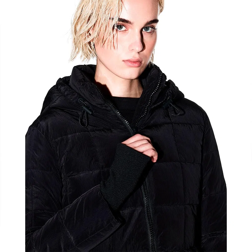 Armani Exchange Sustainable, Thumbhole Sleeve, Embroidered Logo, Adjustable Hood Down Coat Donna