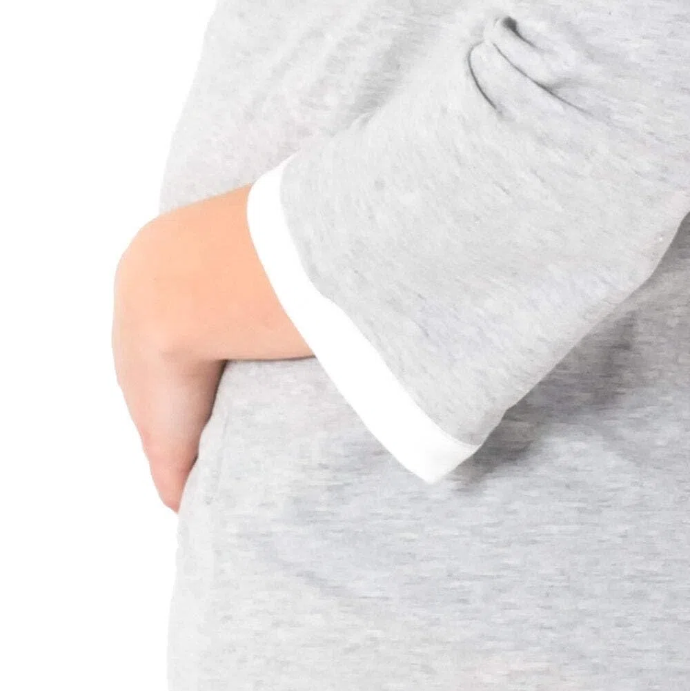 MYSANITY Camicia da Parto Manica Lunga in Cotone Melange, Camicia da Notte Premaman per Ospedale, Post Parto e Allattamento