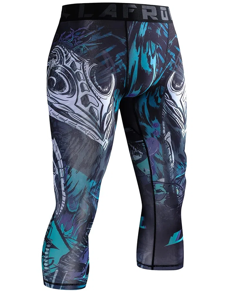 LAFROI Men's Compression Fit 3/4 Tights Leggings with Pcoket/Non-Pocket-YSK10