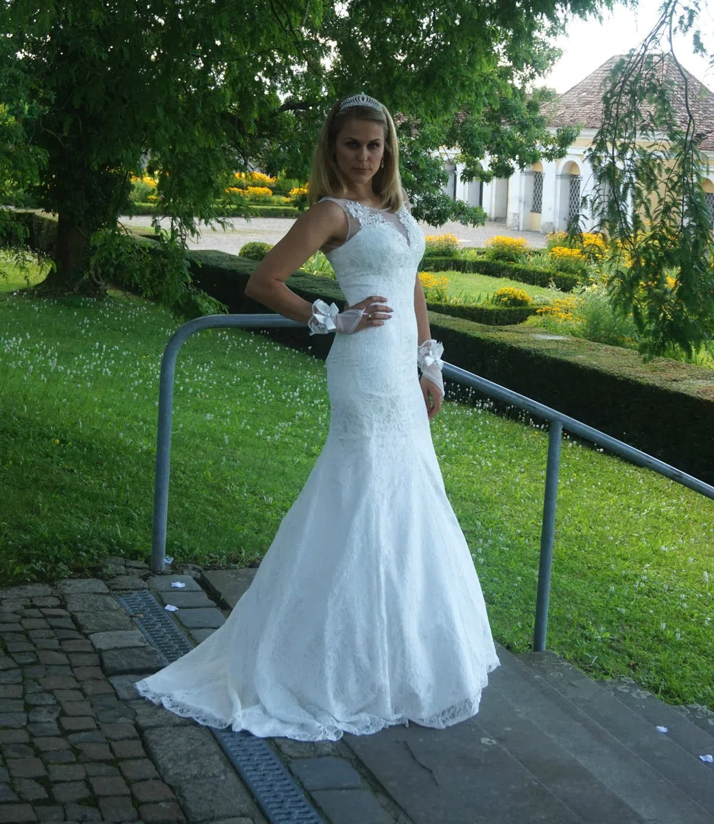 Abito da sposa in pizzo, abito da sposa, abito da sposa, con strass, sirena, 34 36 38 40 Mermaid avorio 42