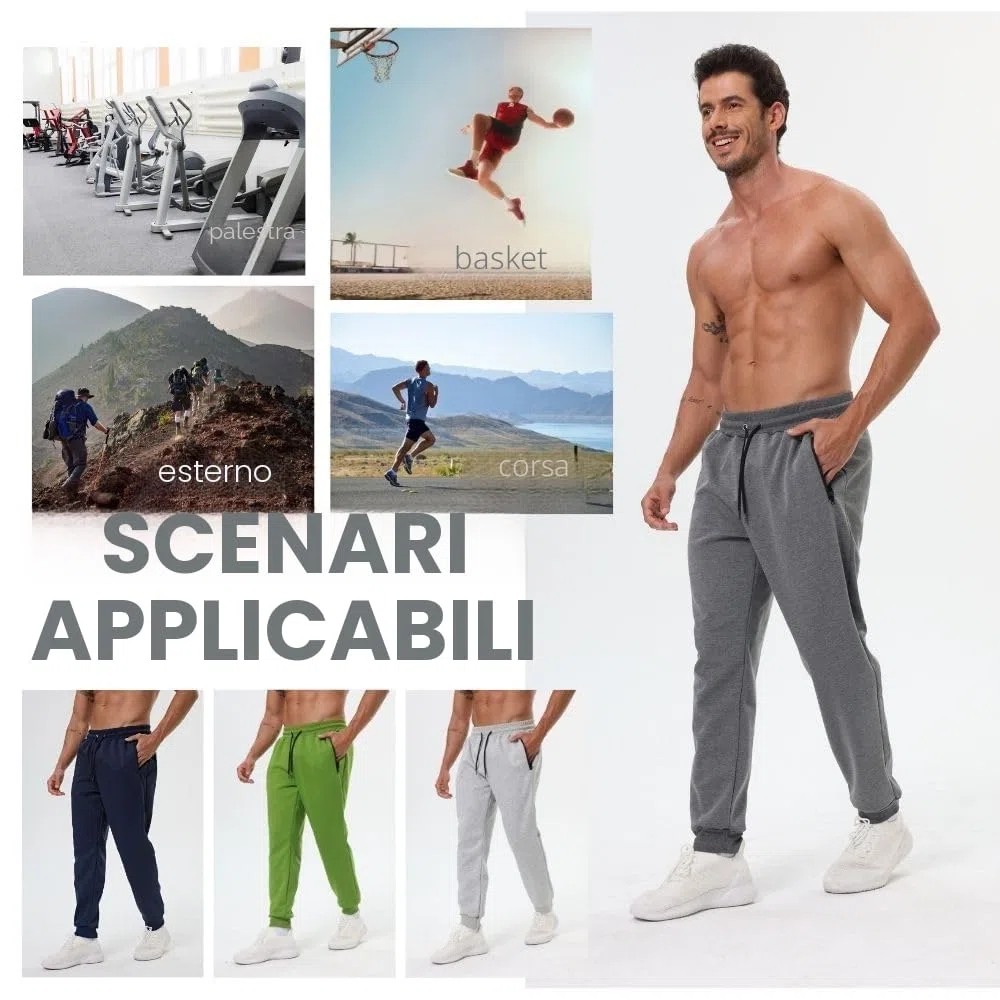 Confezione da 3 pantaloni sportivi da uomo con tasche con cerniera, pantaloni da allenamento da palestra per corsa e jogging