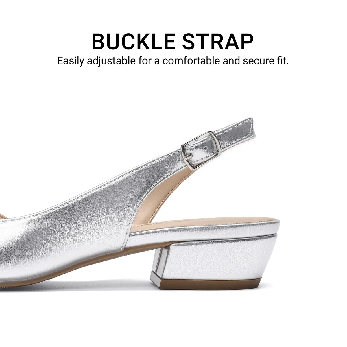DREAM PAIRS Scarpe da donna con tacco basso a blocco, punta chiusa, cinturino alla caviglia, eleganti décolleté eleganti per matrimoni e feste