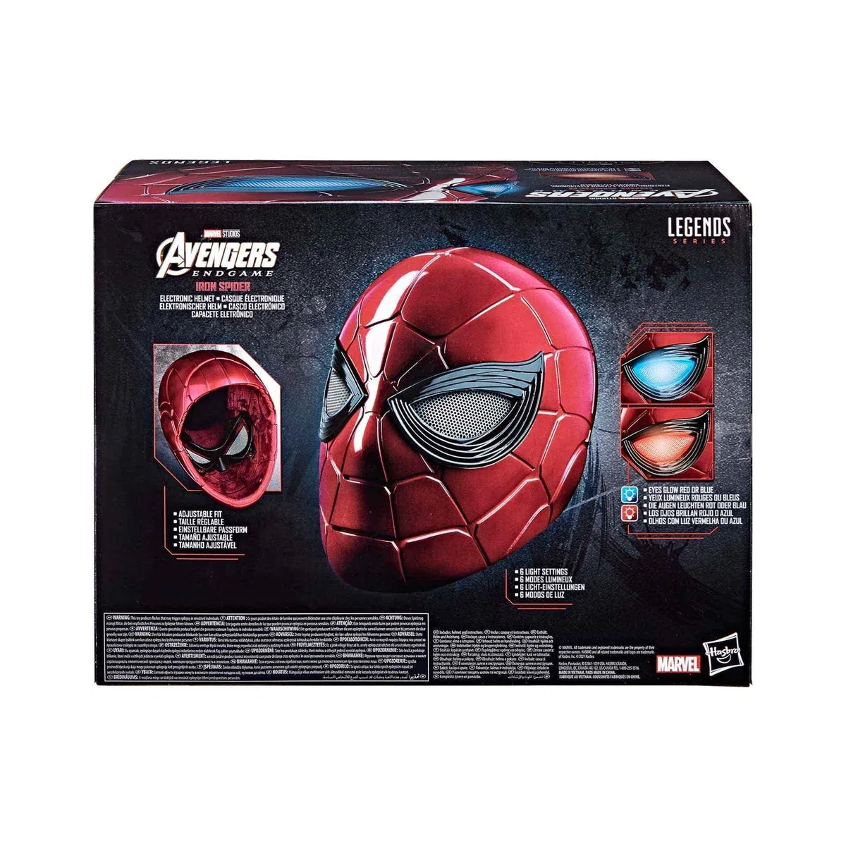 Hasbro Marvel Legends Series - Casco Elettronico Iron Spider di Spider-Man, con Occhi Che Si Illuminano, 6 Impostazioni di Luce e vestibilità Regolabile