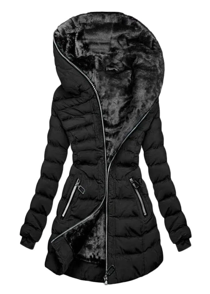 ORANDESIGNE Cappotti Pelliccia Donna Cappotto Cappuccio Giacca Calda Giubbotto Trapuntato Cappotto Elegante Giacca Invernale Cappotti Lunghi con Tasca