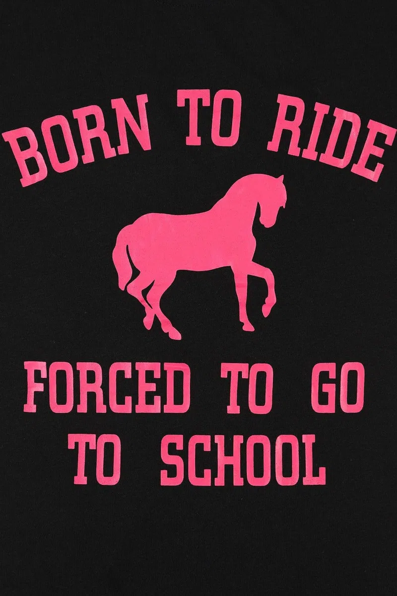 thepyjamafactory Born To Ride Forced To Go To School Ragazze Corta Cotone Pigiama Pjs per Bambini