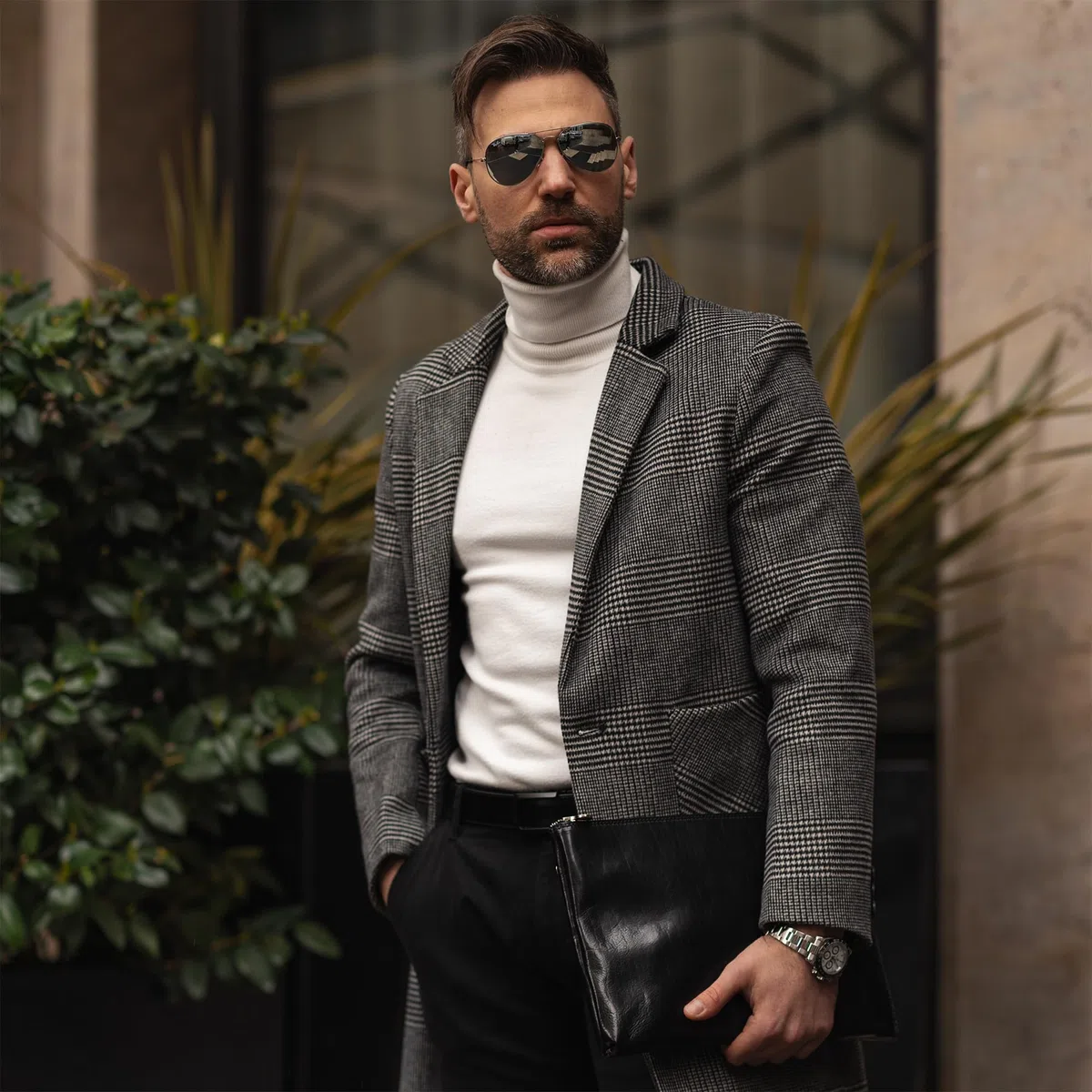 Time Resistance Pochette Uomo Fatta a Mano in Italia da Esperti Artigiani - Pratica da Polso con Cinturino Rimovibile - Borsello a Mano