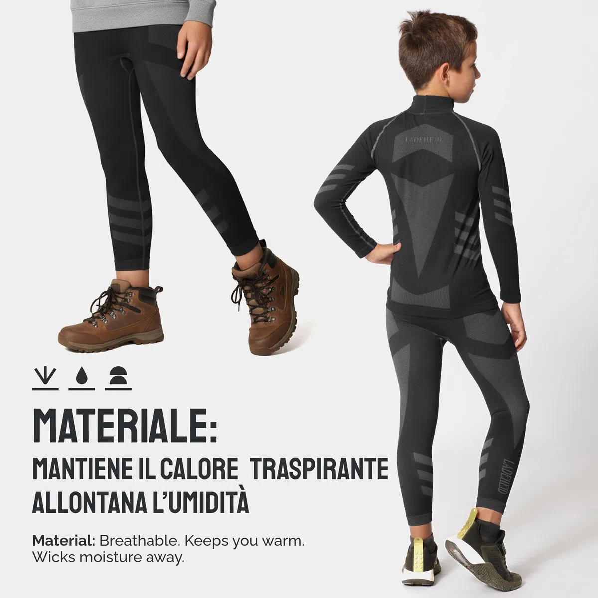 Ladeheid Completo Maglia e Calzamaglia Termiche Bambino e Bambina LAGI009