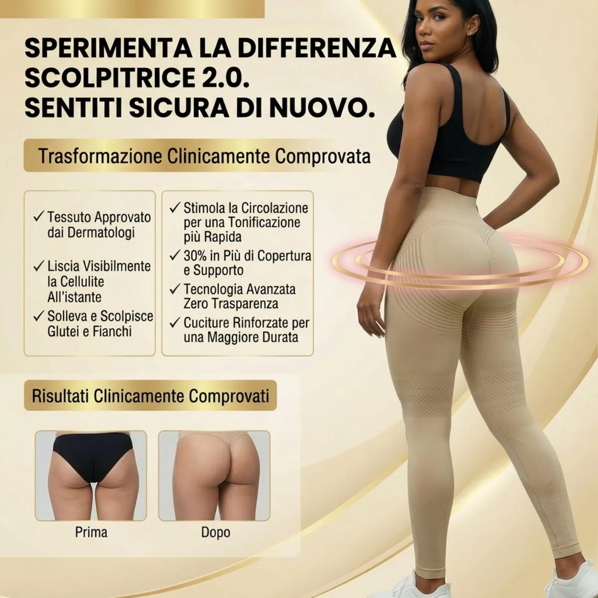 Generico Leggins 3D Anticellulite Original, Lipedema Leggings Push Up Sculpture a Compressione Graduata Leggins Sportivi Donna Leggings a Compressione 2PCS