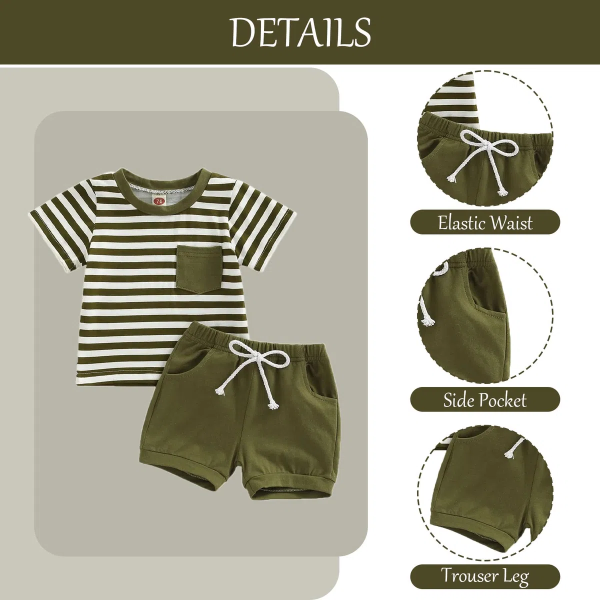 2 Pezzi Completi per Bambino Neonato Set di Vestiti Estivi Maglietta Top da Maniche Corte e Pantaloncini con Tasca Felpa Tuta per Bambini