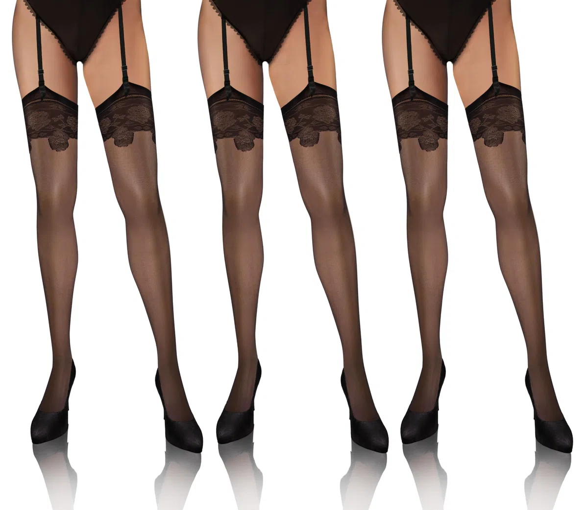 sesto senso 3 Paia Donna Calze Giarrettiera 20 DEN Modelli Sexy
