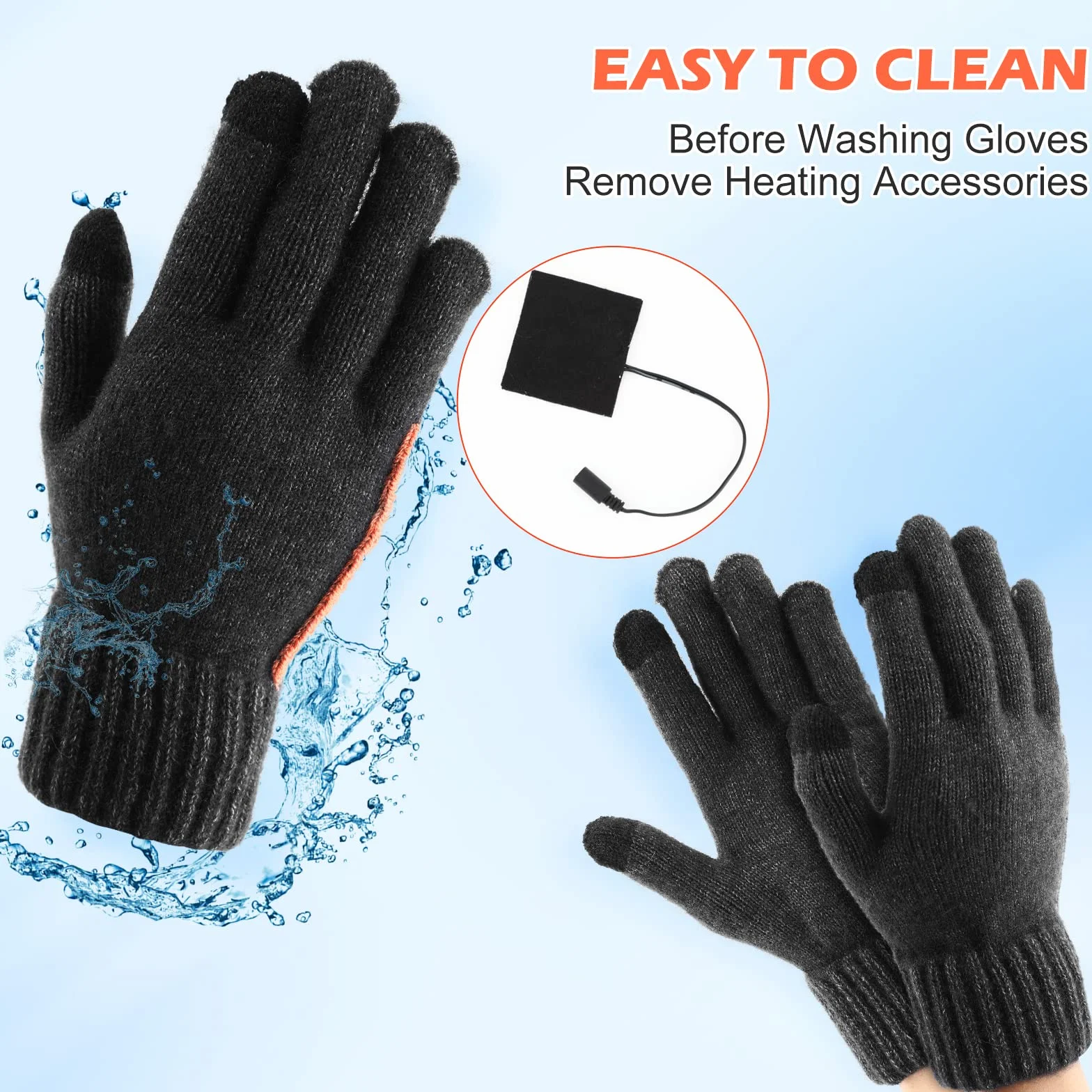 Guanti Riscaldati USB per Uomini e Donne - Invernali da Lavoro a Maglia Lavabili Con 3 Temperature Regolabili per Dito Intero