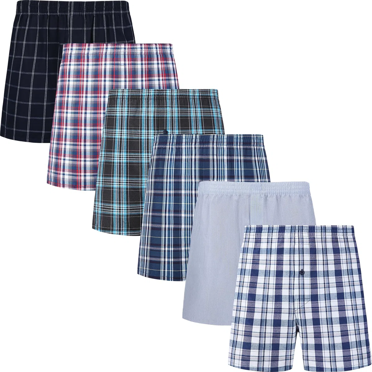 JupiterSecret Boxer Uomo Cotone Intrecciato Mutande Uomo a Quadri Classici Boxer Americani Uomo 6 o 10 Pezzi con Bottone