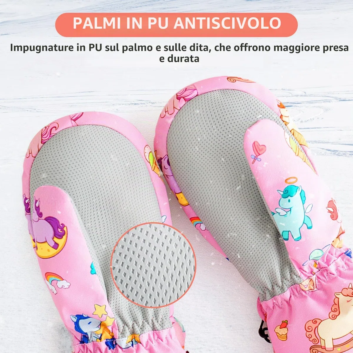 Vihir Guanti da Sci per Bambini, Guanti da Neve Bambina, Guanti Sci Bambino, Moffole Bambino Termico Antivento Impermeabile Antiscivolo Traspirante per Ragazze e Ragazzi di 2 a 10 anni