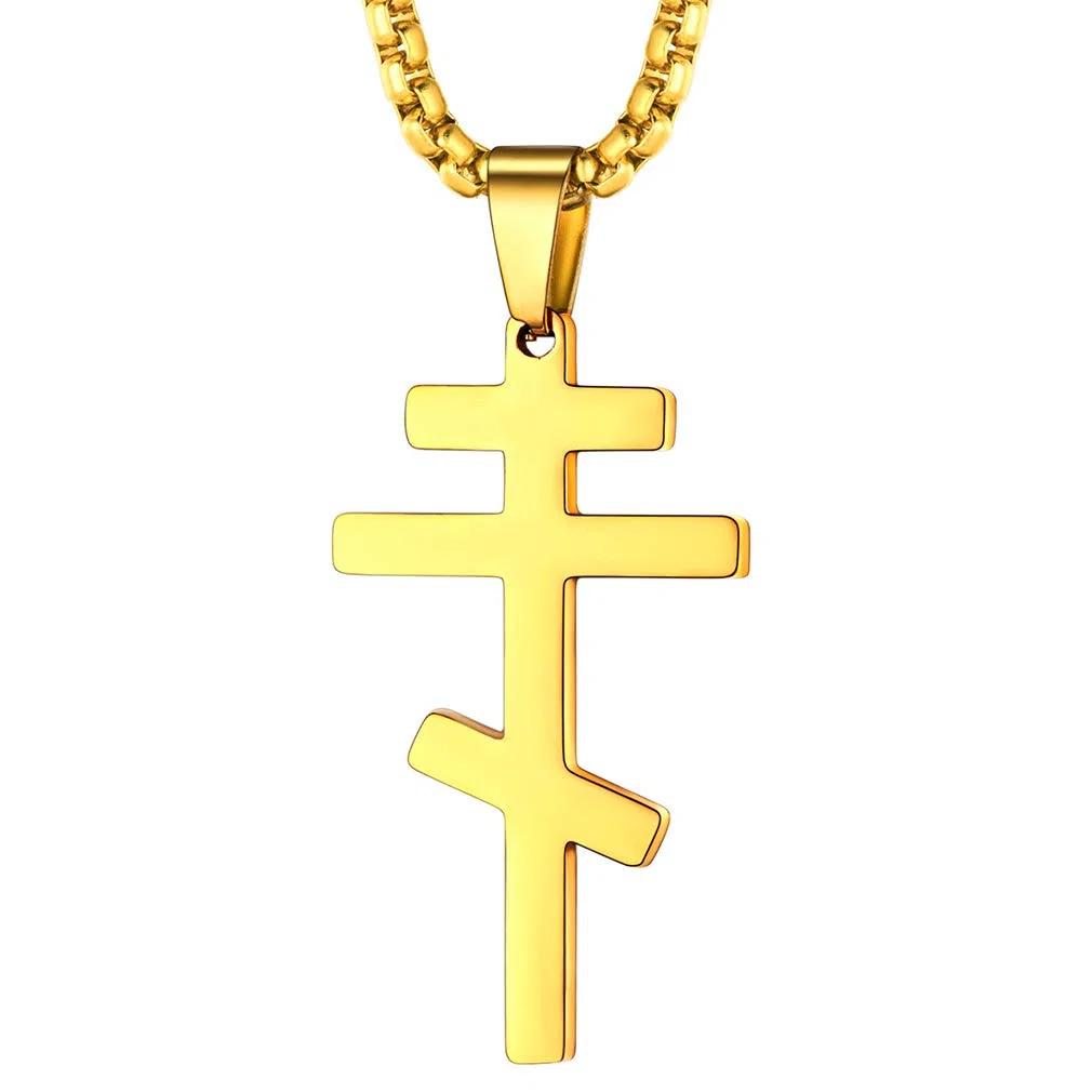 FaithHeart Collana Croce Ortodossa Russa Uomo Donna Collana Crocifisso con Pendente Gesù per Religiosi come Regali con Confezione Regalo