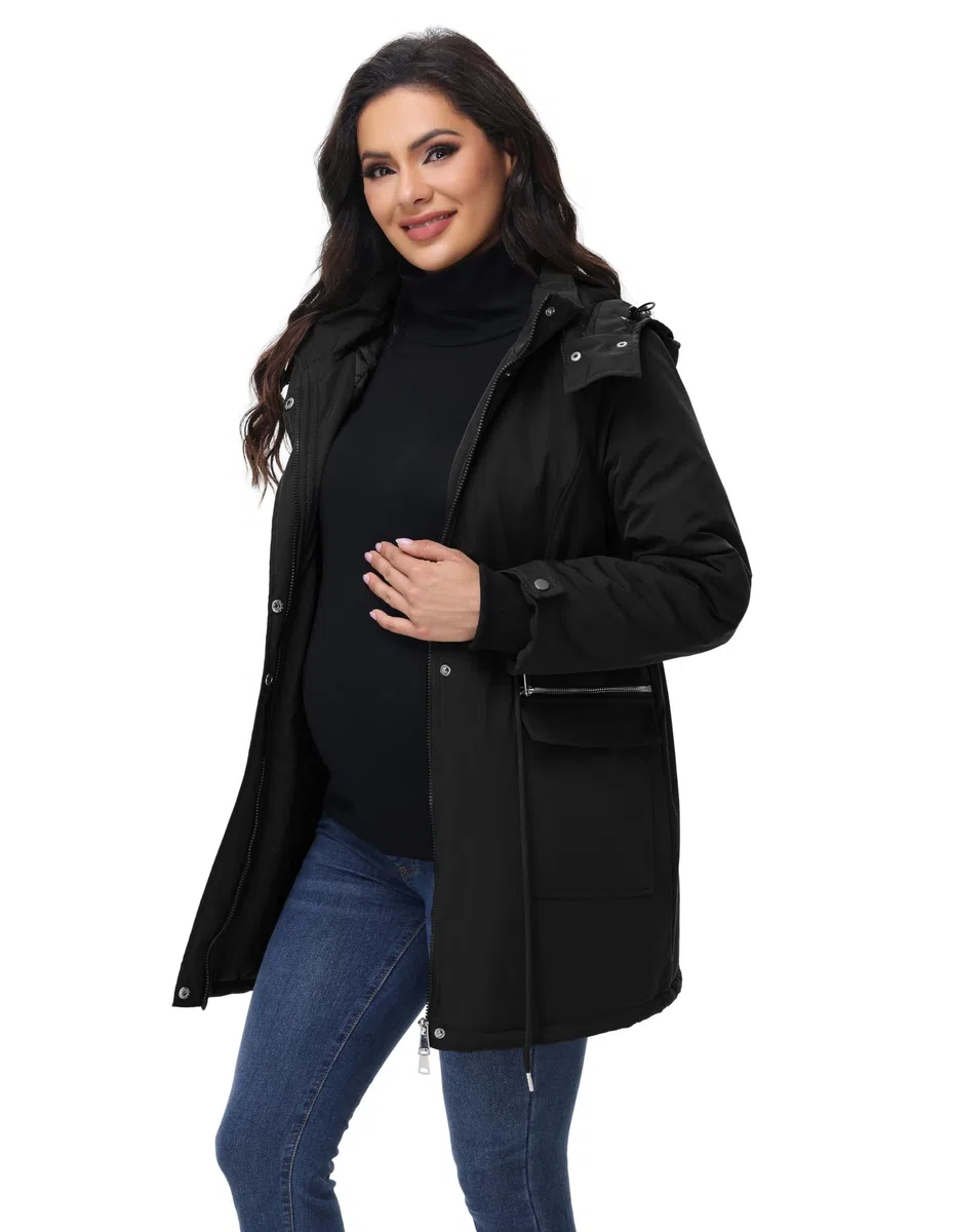 Maacie Umstands Giacca di Cotone 3 in 1 Inverno Lungo Buffer Piumino Parka con Cappuccio con Tasche Giacca di Cotone Impermeabile 2024