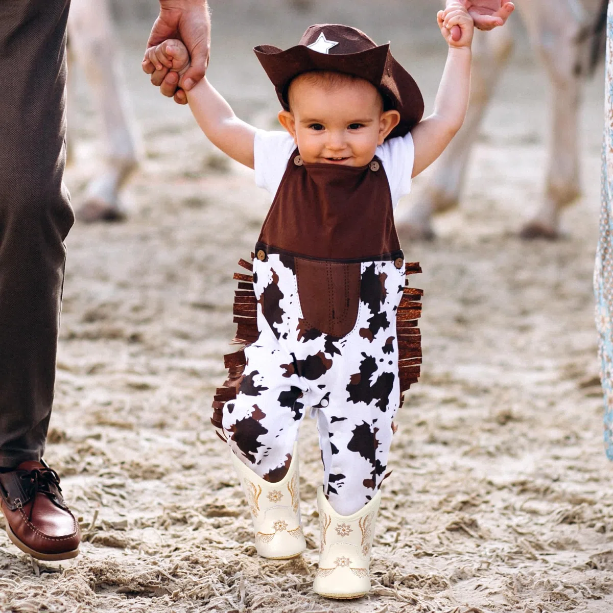 Stivaletti Neonato Neonata Stivali da Cowboy Prima Infanzia Scarpe Primi Passi in PU pelle