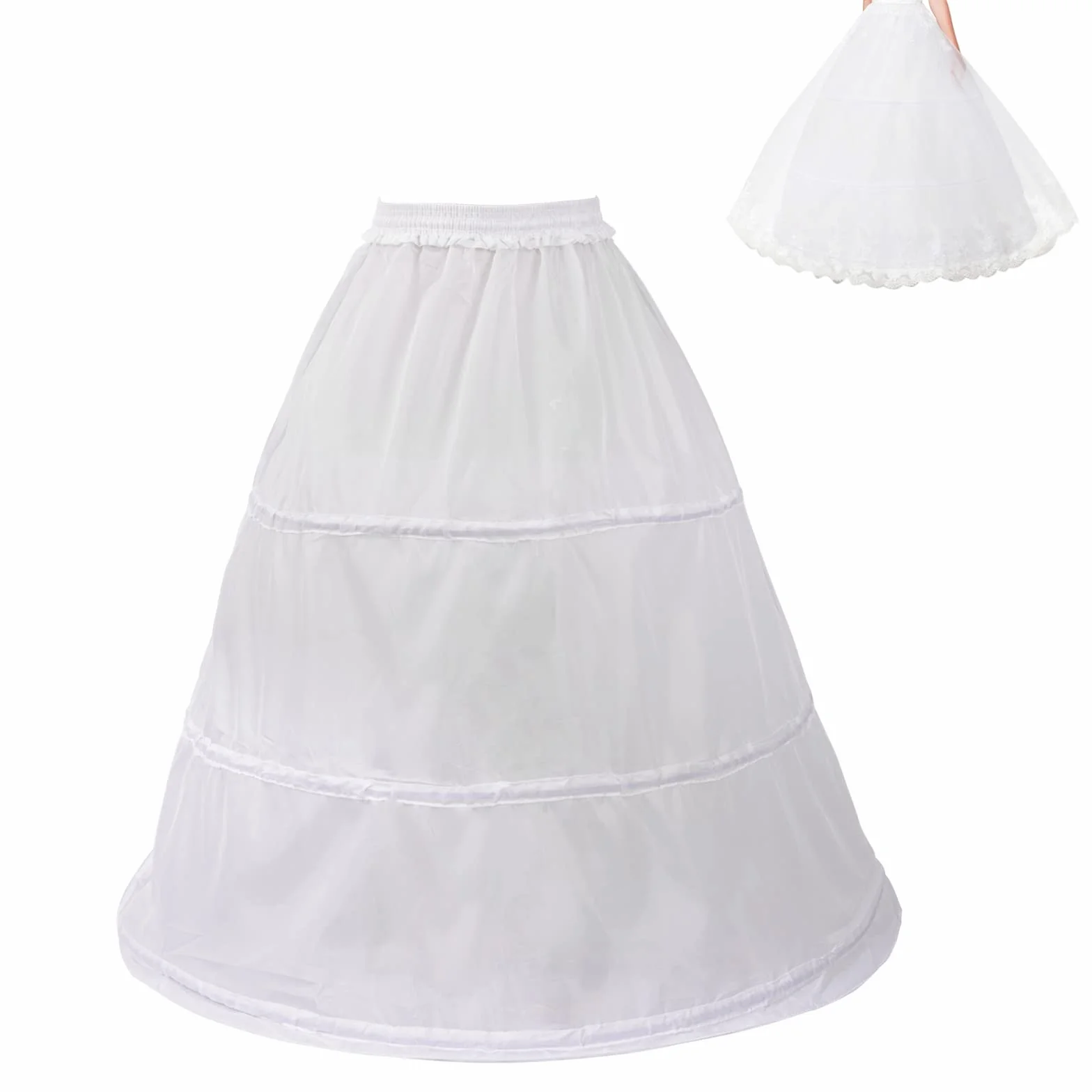 Abito Sposa Sottoveste Gonna, 3 Cerchio, Crinolina Sottoveste, Sottogonna Donna Cerchio, Abito da Ballo