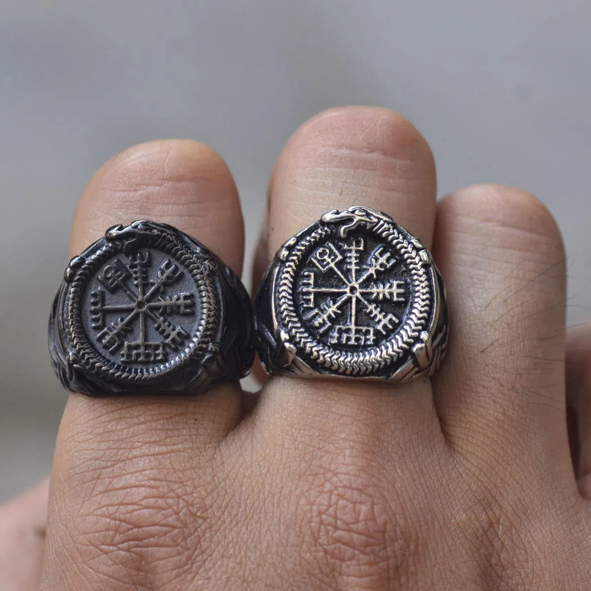 Anello Bussola Vegvisir Acciaio Inossidabile Vichingo Gioielli Amuleto Taglia da 14 a 30