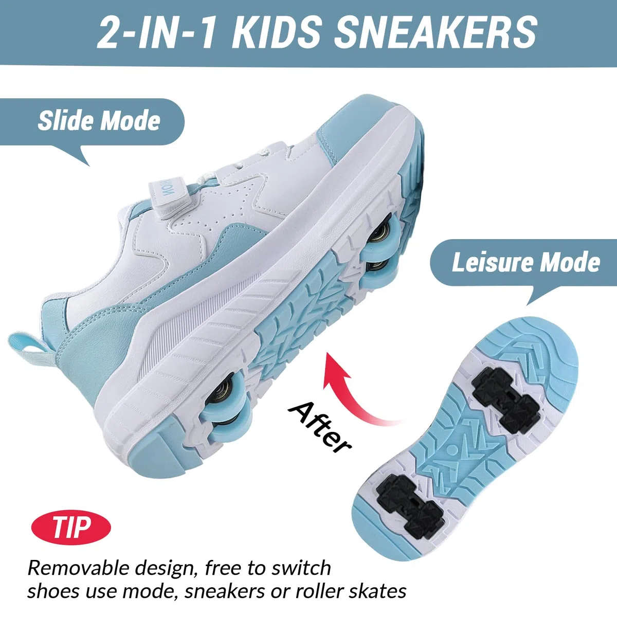 FANSU Scarpe con Rotelle Bambina Bambino, Ragazzi Scarpe Pattini con 4 Ruote Scomparsa, 2 in 1 Multisport Running Sneakers Scarpe con Ruote Unisex Ragazze