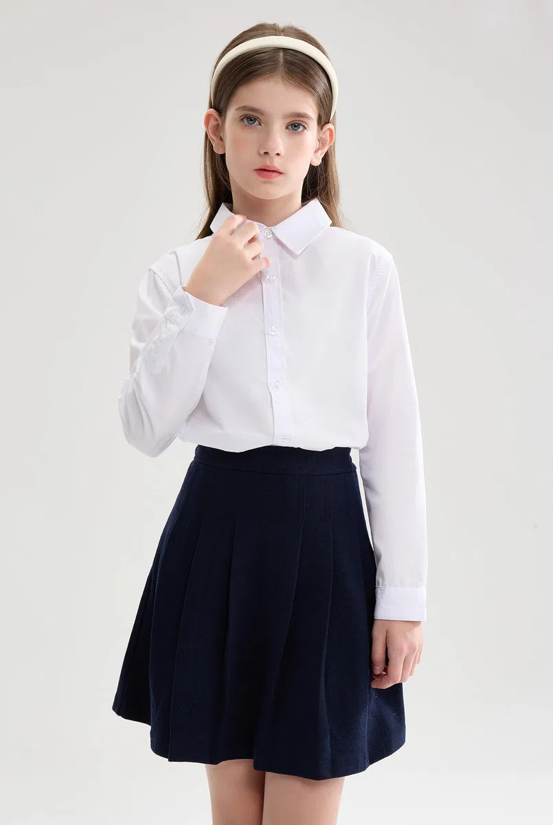maoo garden Bambina e Ragazza Bianco Cotone Uniforme Scuola Camicia Manica Lunga Camicetta