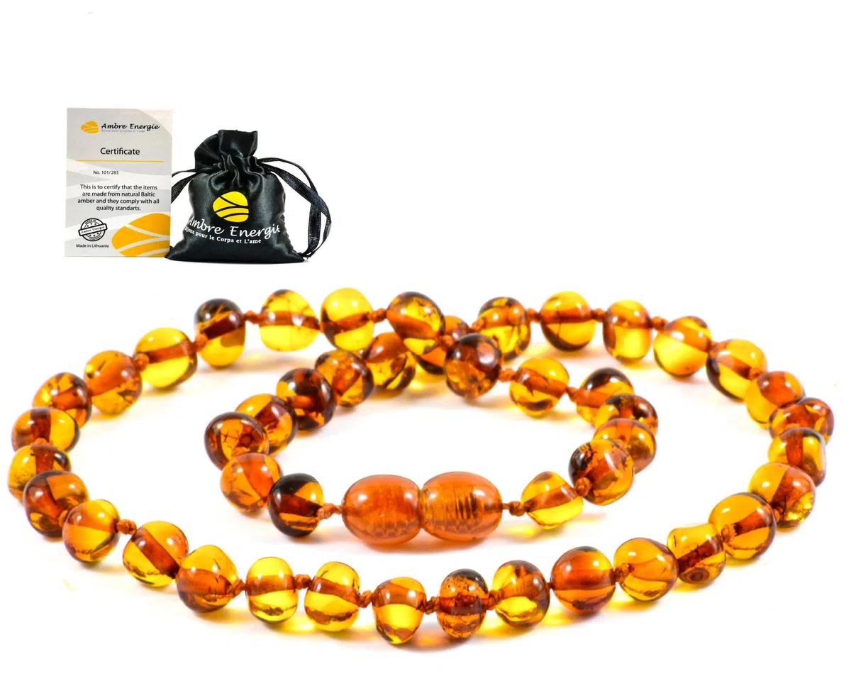 Collana in Ambra Naturale - Certificata Vera Ambra del Baltico/Lunghezza 33 cm.