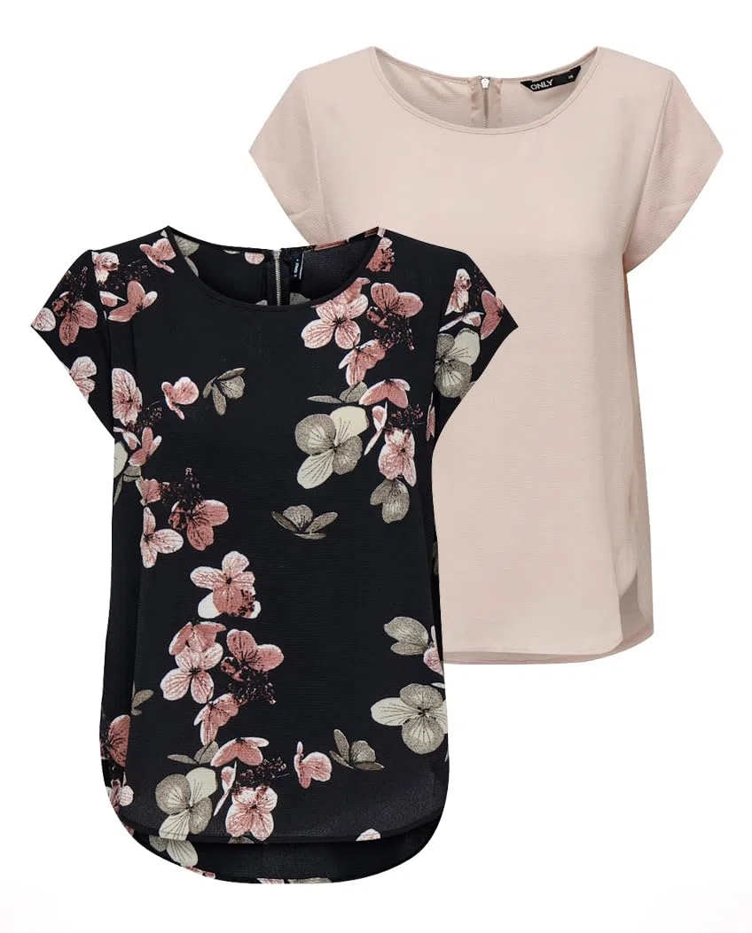 Only Only Damen Onlvic S/S Solid T-Shirt Donna (Pacco da 2)