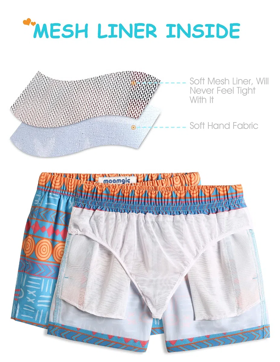 maamgic Costume da Bagno Pantaloncini da Bagno Estivi per Ragazzini Bambini Foderate in Rete Asciugatura Rapida Multi Colori