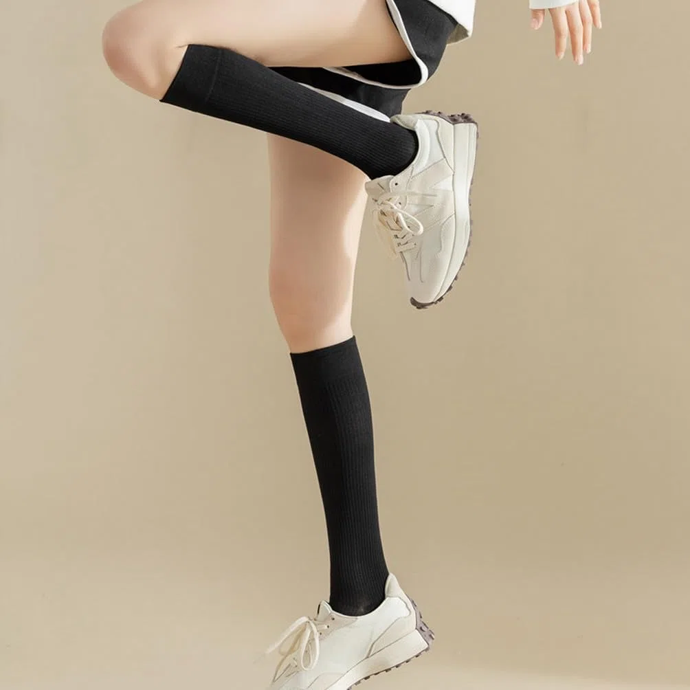 4 Paia di Calze a cinque dita da donna, calze in cotone da donna per lo sport, calze lunghe, calze alte casual, Calze alte al ginocchio, EU 35-40