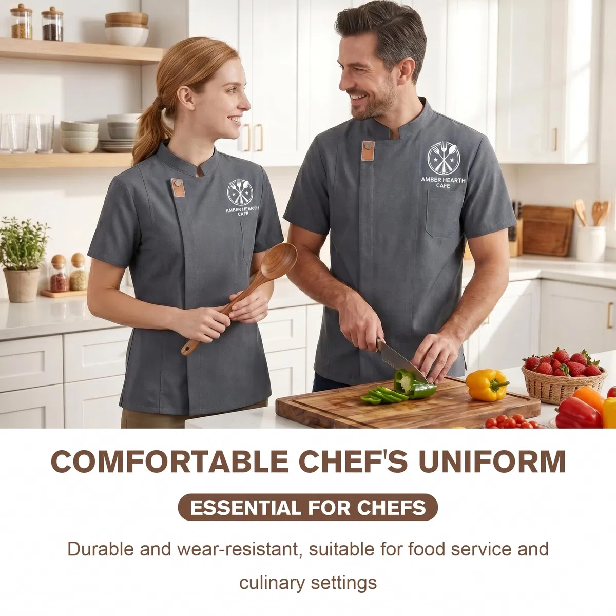 Generico Giacca Cuoco Personalizzata Manica Corta Uomo Donna con Nome e Logo, Giacca Chef Professionale Traspirante, Divisa da Cucina Personalizzabile
