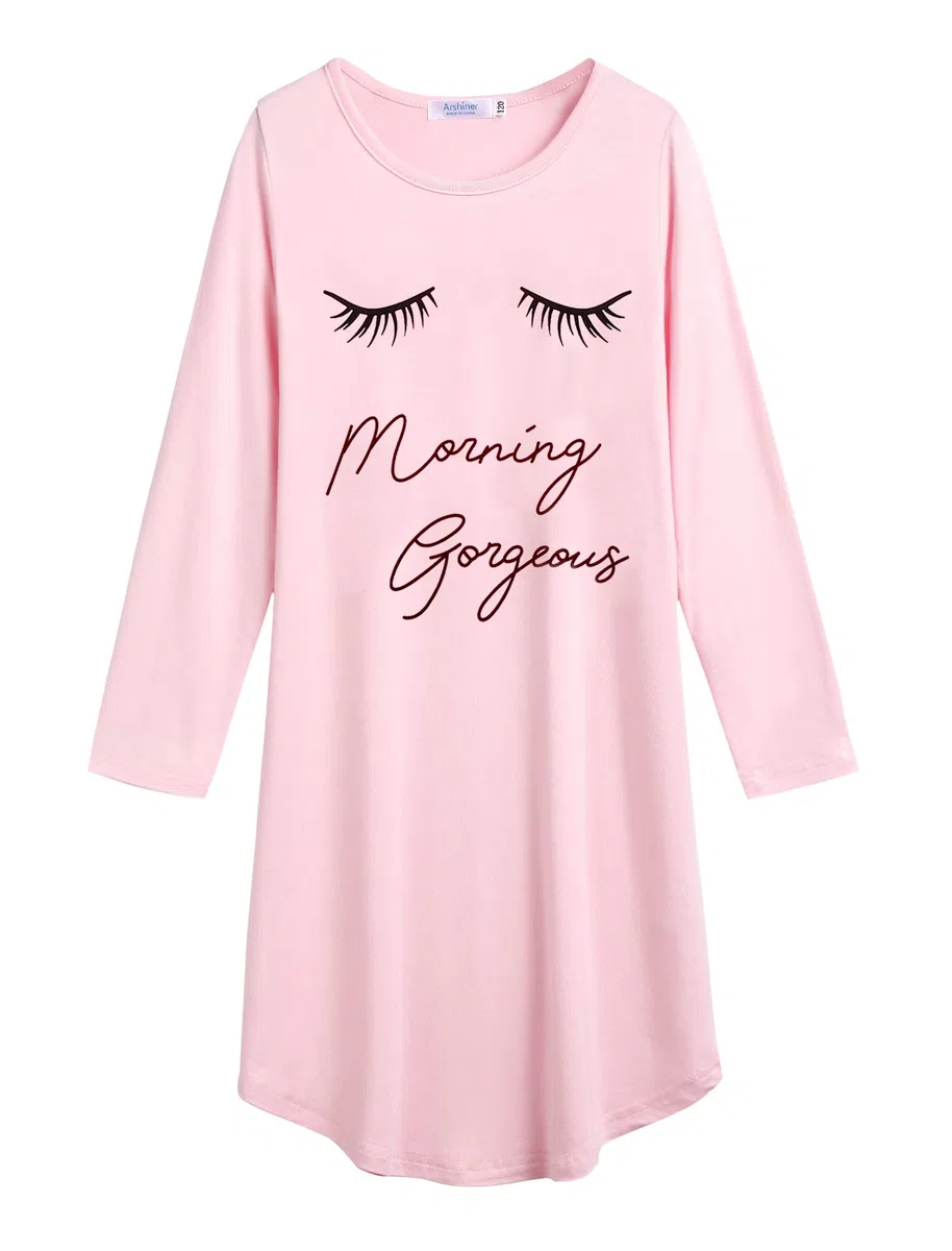 Arshiner Camicia da Notte per Bambine Camicia da Notte per Bambini a Maniche Lunghe con Stampe Carine Pigiama Vestito Camicia da Notte per Bambine