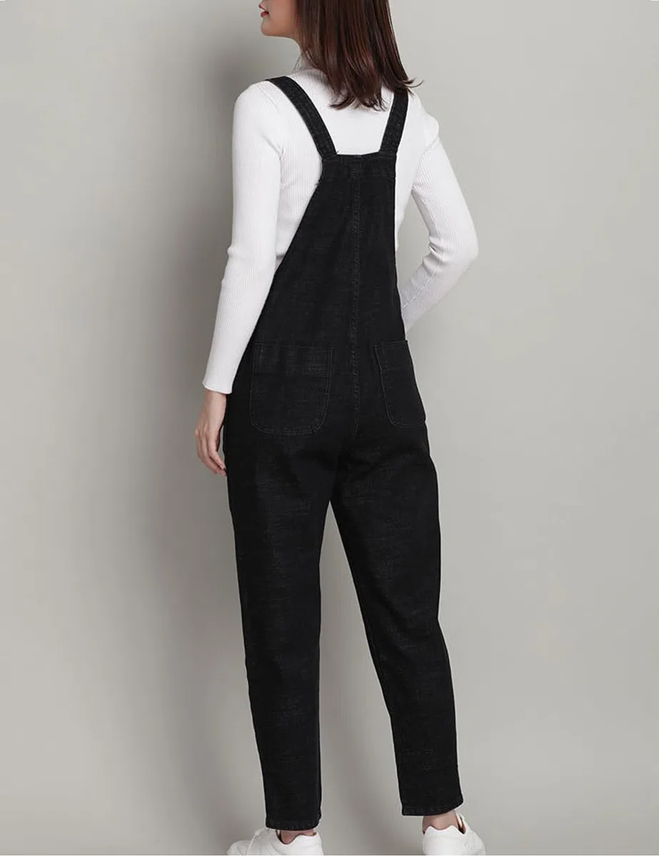 Salopette da donna, casual, in denim, regolabile, pantaloni harem