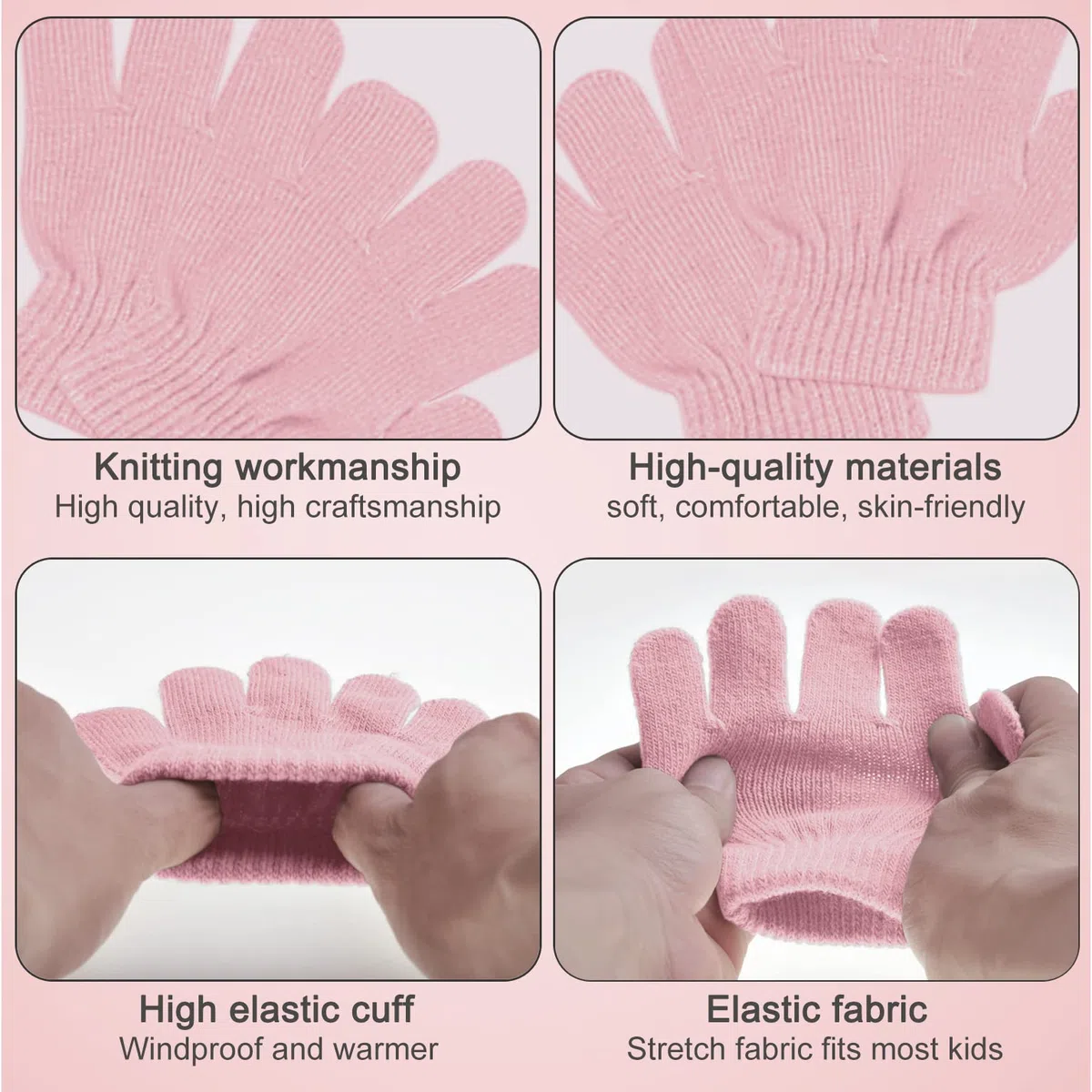 Baynetin 3 Pezzi Bambini Inverno Beanie Cappello Sciarpa Guanti Set Termico Maglia Crochet Spessa Pom Kids Beanie Cappello Sciarpa Guanti 3 in 1, per 1-6 Anni Ragazzi Ragazze