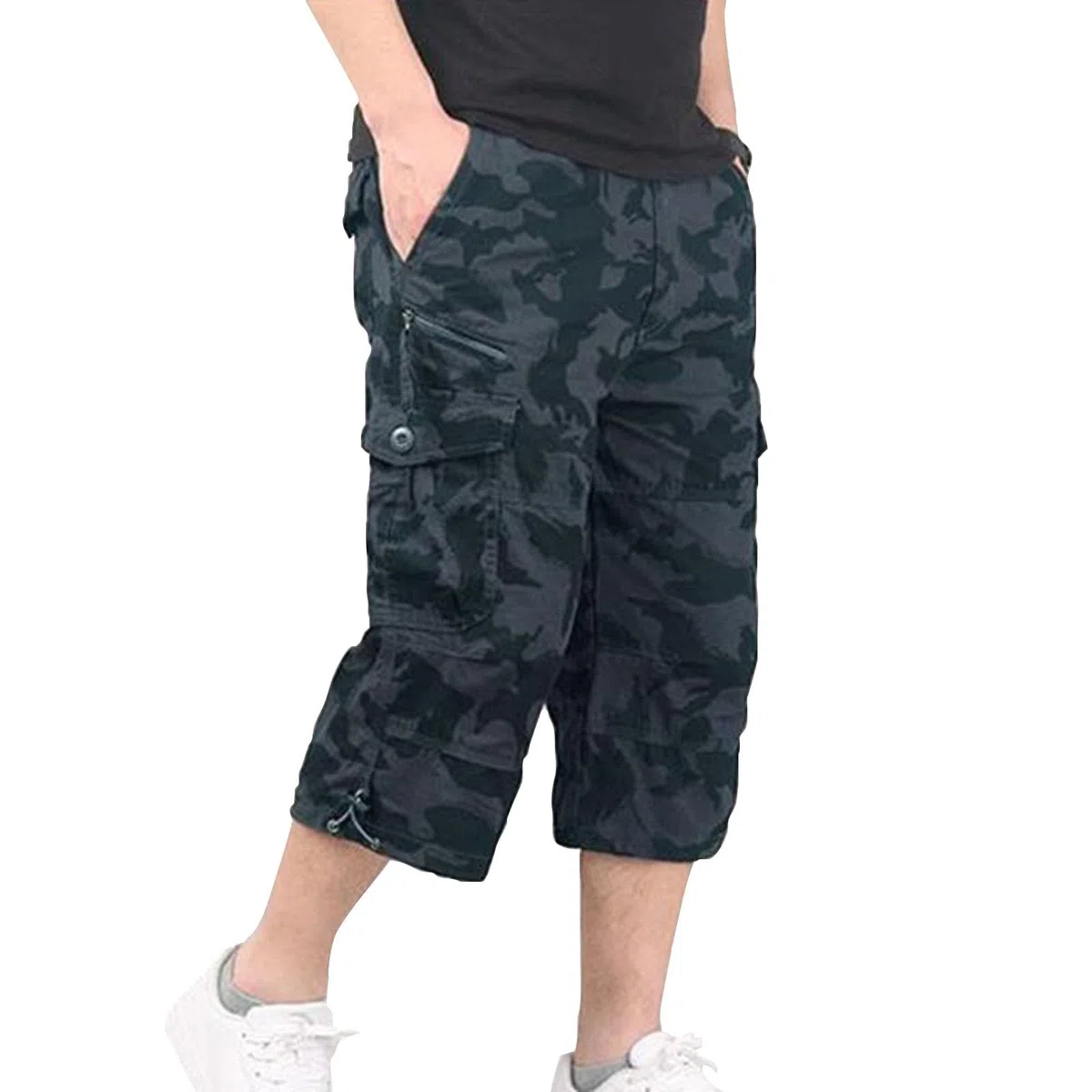 Generisch Pantaloncini da uomo estivi cargo pantaloncini cargo da uomo beige, bermuda pantaloncini da jogging con tasche multiple in tinta unita pantaloni estivi patchwork casual da uomo