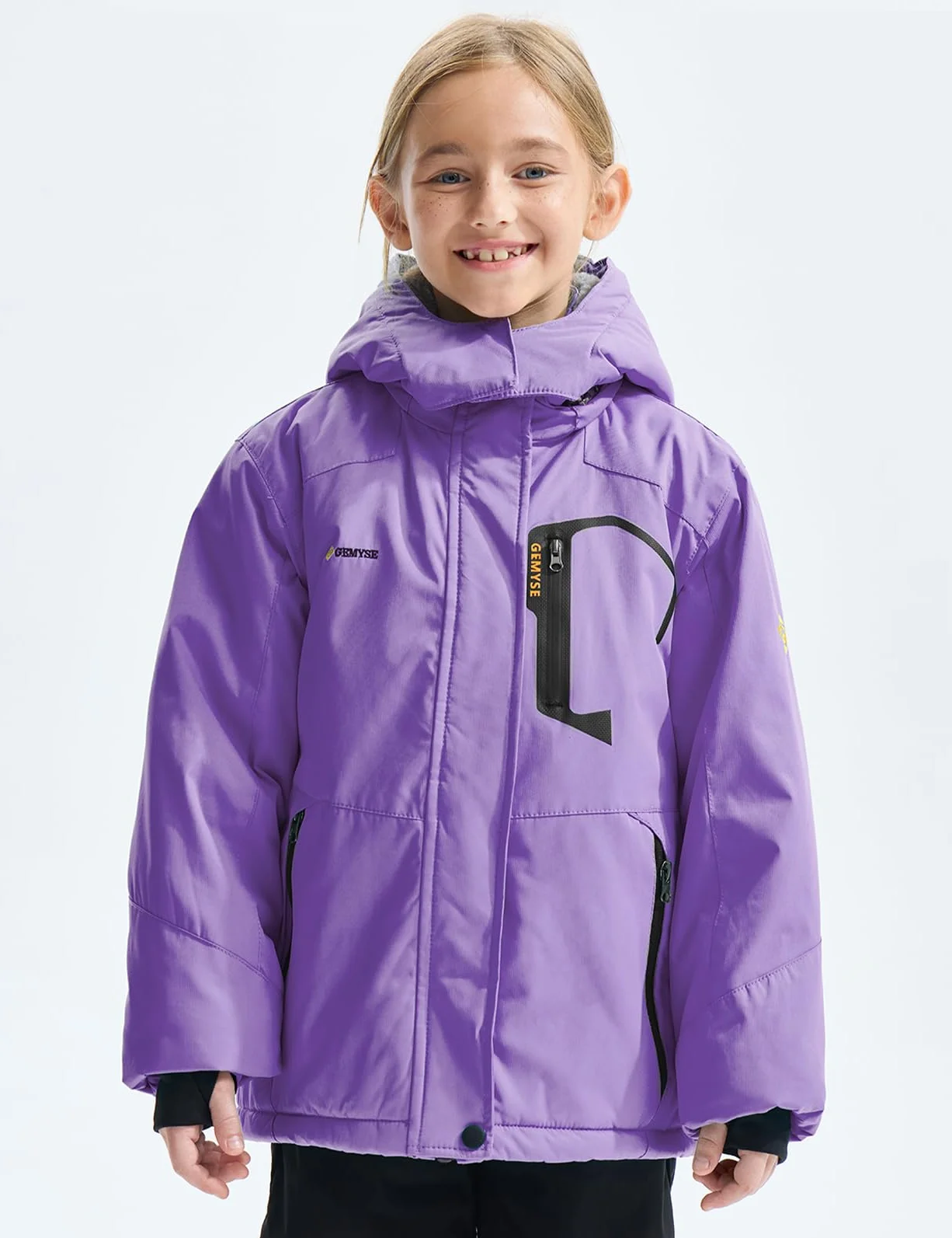 GEMYSE Bambine Giacca da Sci Impermeabile Pile Antivento Giacche Ragazze invernale Cappotto con Cappuccio