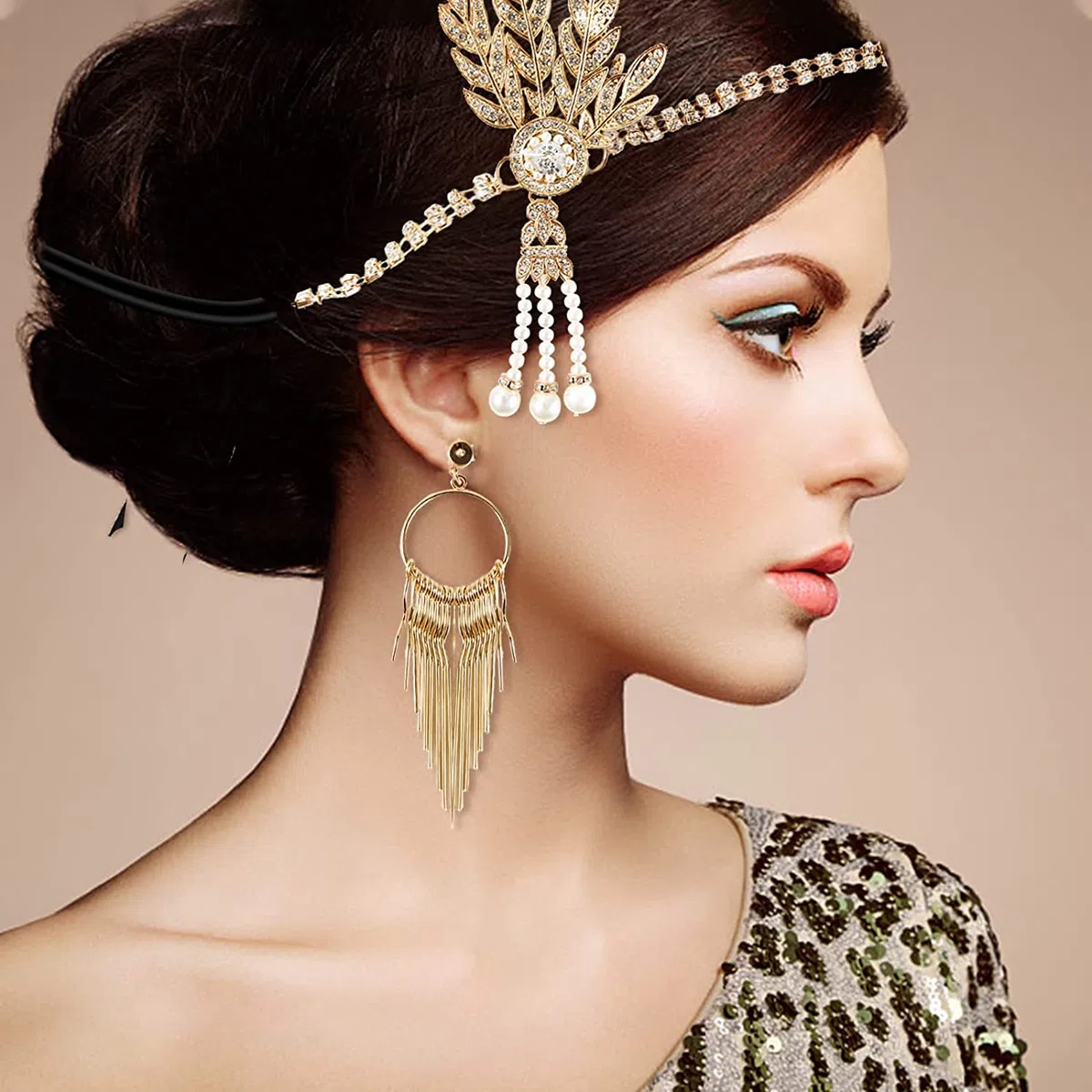 TUIBEIDAMAI Accessori Anni 20 Donna Gatsby Set, Accessori Charleston Donna Snni 20, Gatsby Stile Kit, Grande Gatsby Accessori Donna, per la Festa degli Anni '20, Halloween Ballo, Natale