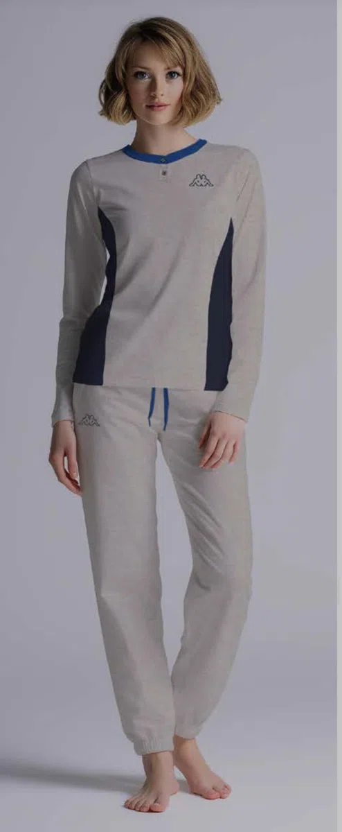 Kappa Pigiama Donna Cotone Lungo - Pigiama Donna Cotone Leggero Estivo Manica Lunga