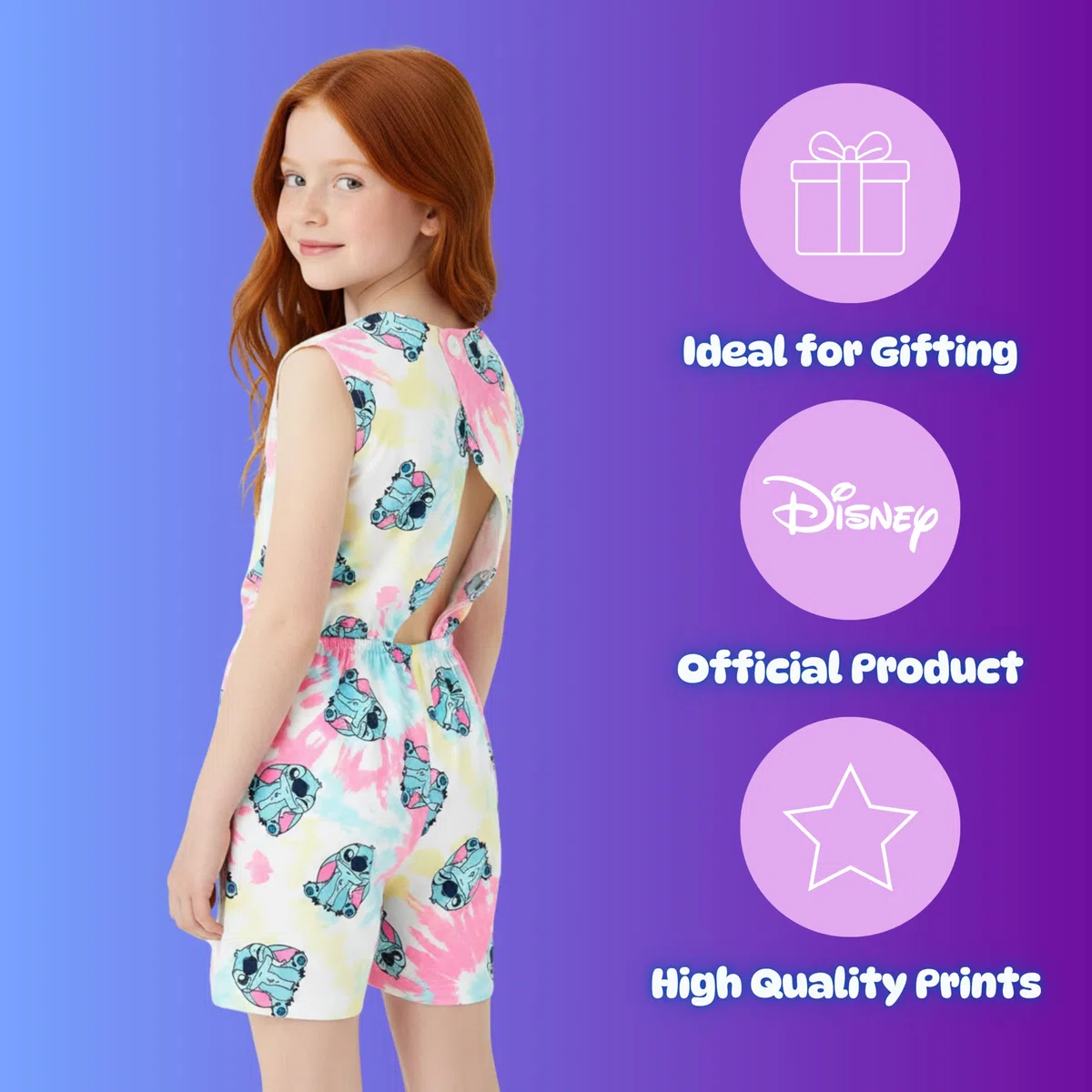 Disney Stitch Tuta per Ragazze, Set Intero in Morbido Cotone con Maglietta e Pantaloncini, Taglie 3 a 8 Anni